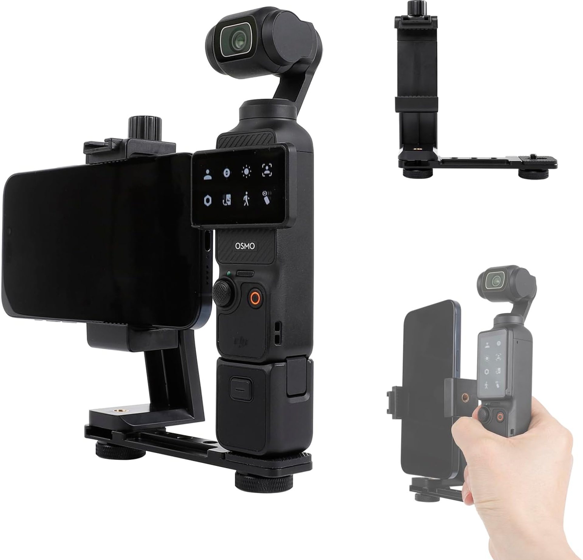 Phone Holder for DJI Osmo Pocket 3, Cell Phone Mount Expansion Accessories with 1/4″ Thread Hole Used with Tripod and Extension Rod Phone Holder for DJI Osmo Pocket 3, Cell Phone Mount Expansion Accessories with 1/4″ Thread Hole Used with Tripod and Extension Rod