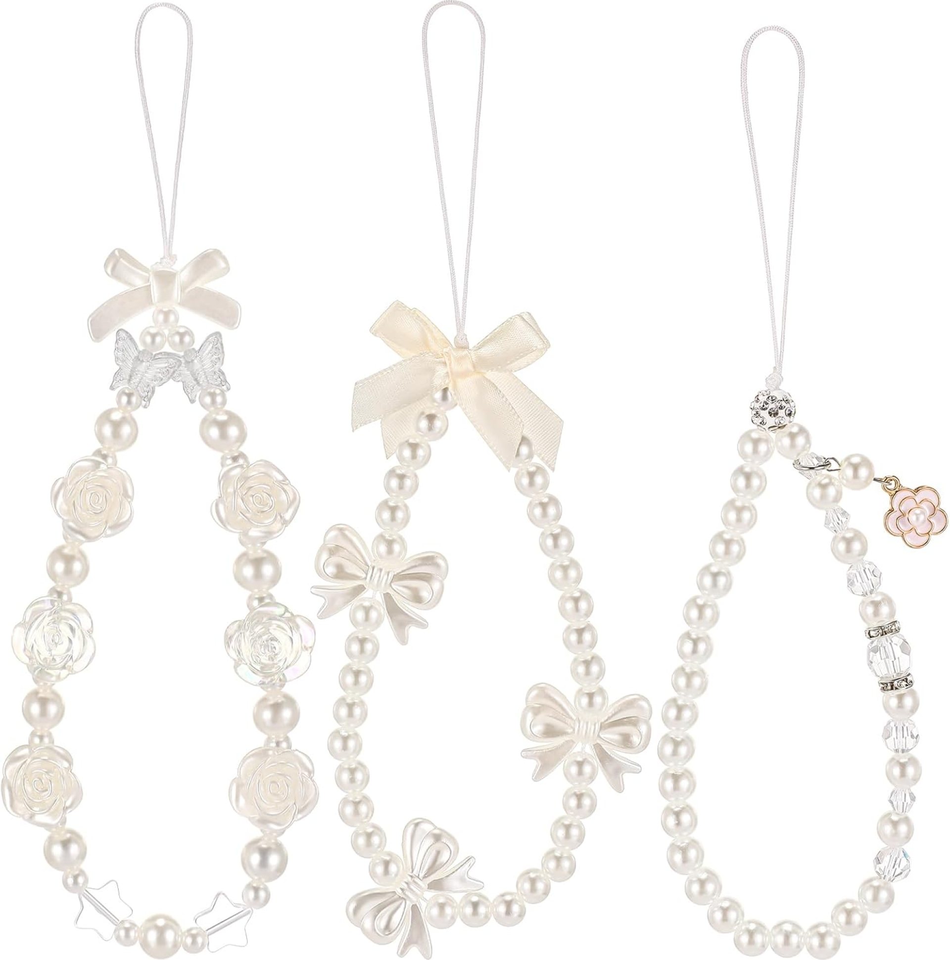 Ecally 3 Pcs Phone Wrist Strap Beaded Pearl Butterfly Cell Phone Charm Strap Cute Flower Y2k Lanyard for Camera Keychain Wallet Pendant Decor Ecally 3 Pcs Phone Wrist Strap Beaded Pearl Butterfly Cell Phone Charm Strap Cute Flower Y2k Lanyard for Camera Keychain Wallet Pendant Decor