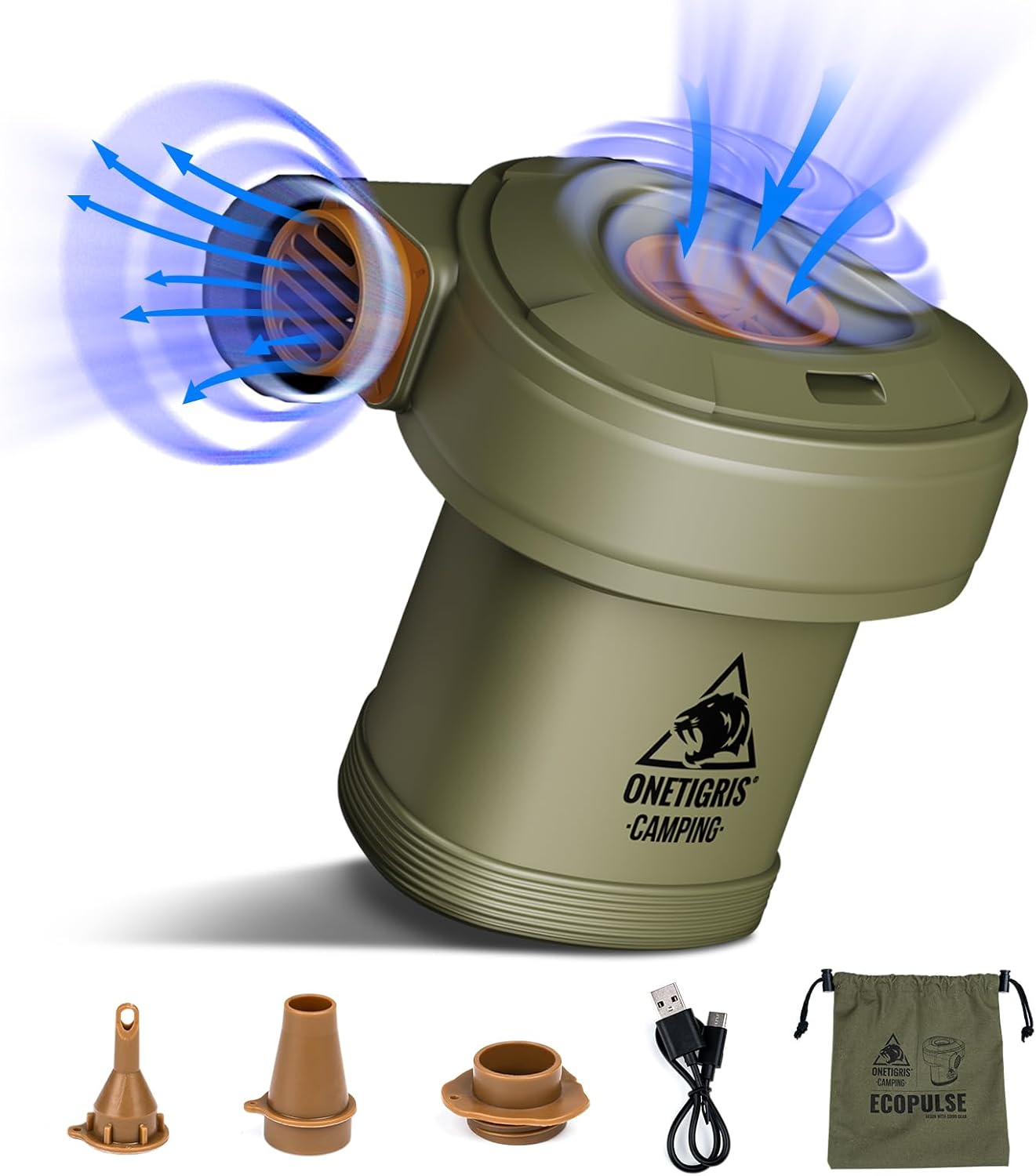 OneTigris ECOPULSE Portable Air Pump USB Rechargeable for Air Mattress Bed, Camping Sleeping Pad, Inflatable Equipment, Toys, Outdoor Air Sofas, Swimming Gear OneTigris ECOPULSE Portable Air Pump USB Rechargeable for Air Mattress Bed, Camping Sleeping Pad, Inflatable Equipment, Toys, Outdoor Air Sofas, Swimming Gear