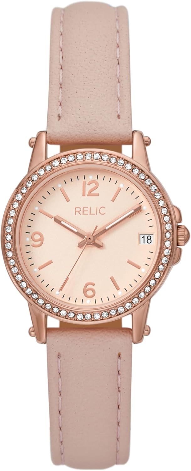 Relic by Fossil Women’s Matilda Three-Hand Date Rose Gold Alloy Metal and Blush Pink Leather Band Watch (Model: ZR34647) Relic by Fossil Women’s Matilda Three-Hand Date Rose Gold Alloy Metal and Blush Pink Leather Band Watch (Model: ZR34647)