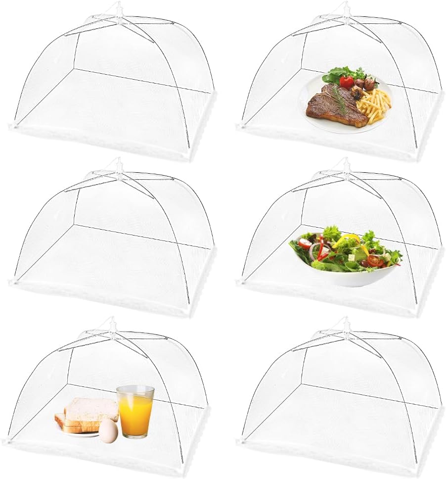 (6 Pack) Omont Pop-Up Food Cover Tents, 17 Inch X17 Inch Food Mesh Cover, Reusable and Collapsible Outdoor Picnic Food Cover Net,Suit for Parties Picnics,BBQs (6 Pack) Omont Pop-Up Food Cover Tents, 17 Inch X17 Inch Food Mesh Cover, Reusable and Collapsible Outdoor Picnic Food Cover Net,Suit for Parties Picnics,BBQs