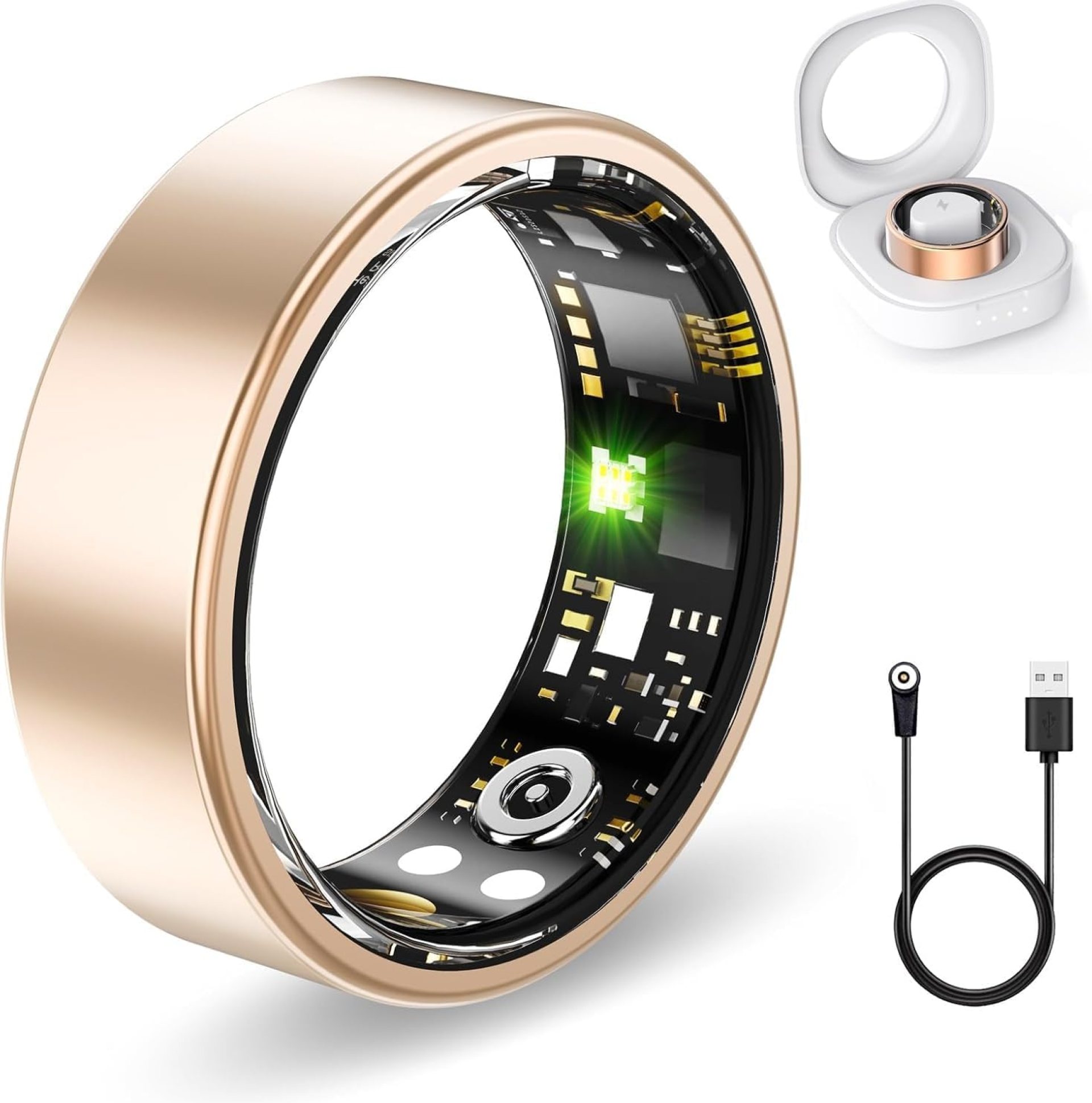 Health Rings for Women Men, Fitness Tracker with Heart Rate,Blood Oxygen, Blood Pressure, Sleep Tracker, Step Tracker, No Subscription Fee, IP68 Waterproof Smart Ring for iphone & Android (Gold 10#) Health Rings for Women Men, Fitness Tracker with Heart Rate,Blood Oxygen, Blood Pressure, Sleep Tracker, Step Tracker, No Subscription Fee, IP68 Waterproof Smart Ring for iphone & Android (Gold 10#)