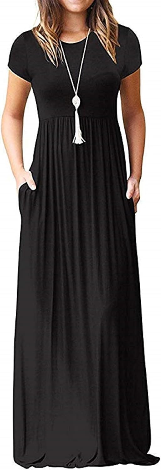 AUSELILY Women’s Short Sleeve Loose Plain Casual Long Maxi Dresses for Women 2025 AUSELILY Women’s Short Sleeve Loose Plain Casual Long Maxi Dresses for Women 2025