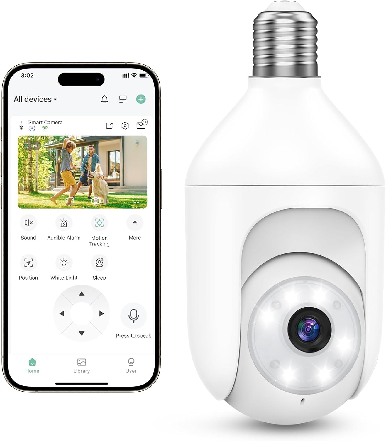 2K Bulb Security Cameras Wireless Outdoor Indoor, 2.4GHz WiFi Cameras for Home Security with Spotlight, Color Night Vision, Motion Detection, 2-Way Audio, Audible Alarm, IP65 Waterproof 2K Bulb Security Cameras Wireless Outdoor Indoor, 2.4GHz WiFi Cameras for Home Security with Spotlight, Color Night Vision, Motion Detection, 2-Way Audio, Audible Alarm, IP65 Waterproof