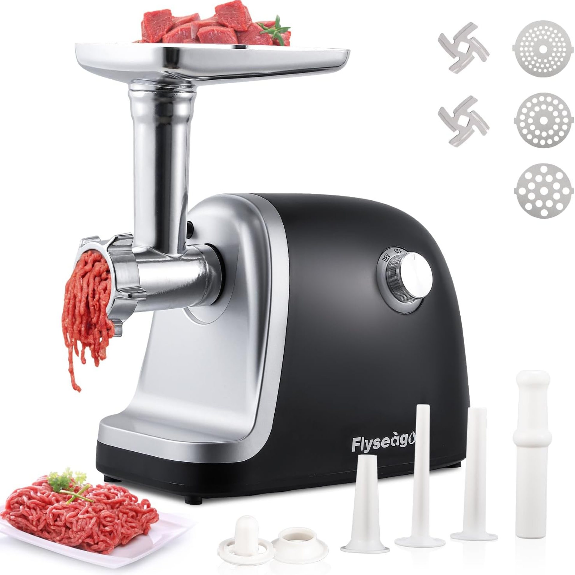 Electric Meat Grinder, Sausage Maker 3000W Max Food Grinder with 2 Blades & 3 Plates, 3 Sausage Stuffers Tubes & Kubbe Kit, Stainless Steel Heavy Duty Meat Mincer Machine for Home Kitchen Use Electric Meat Grinder, Sausage Maker 3000W Max Food Grinder with 2 Blades & 3 Plates, 3 Sausage Stuffers Tubes & Kubbe Kit, Stainless Steel Heavy Duty Meat Mincer Machine for Home Kitchen Use