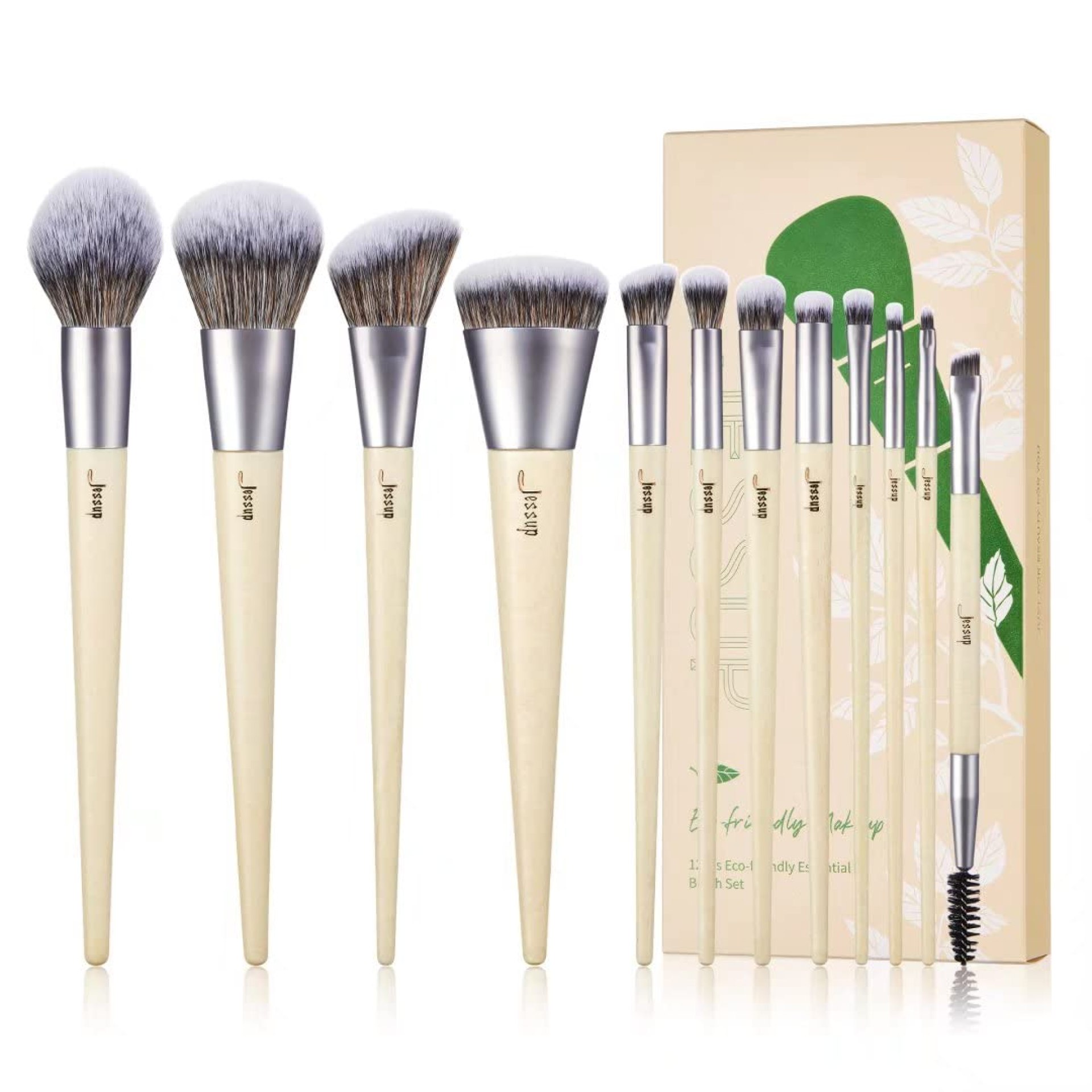 Jessup Vegan Makeup Brushes Set Premium Synthetic Powder Foundation Highlight Concealer Eyeshadow Blending Eyebrow Liner Spoolie Brush Set Burlywood 12pcs T327 Jessup Vegan Makeup Brushes Set Premium Synthetic Powder Foundation Highlight Concealer Eyeshadow Blending Eyebrow Liner Spoolie Brush Set Burlywood 12pcs T327
