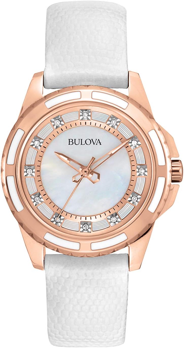 Bulova Ladies’ Classic Diamond 3-Hand Quartz Stainless Steel Watch, 12 Diamonds, Mother-of-Pearl Dial Bulova Ladies’ Classic Diamond 3-Hand Quartz Stainless Steel Watch, 12 Diamonds, Mother-of-Pearl Dial