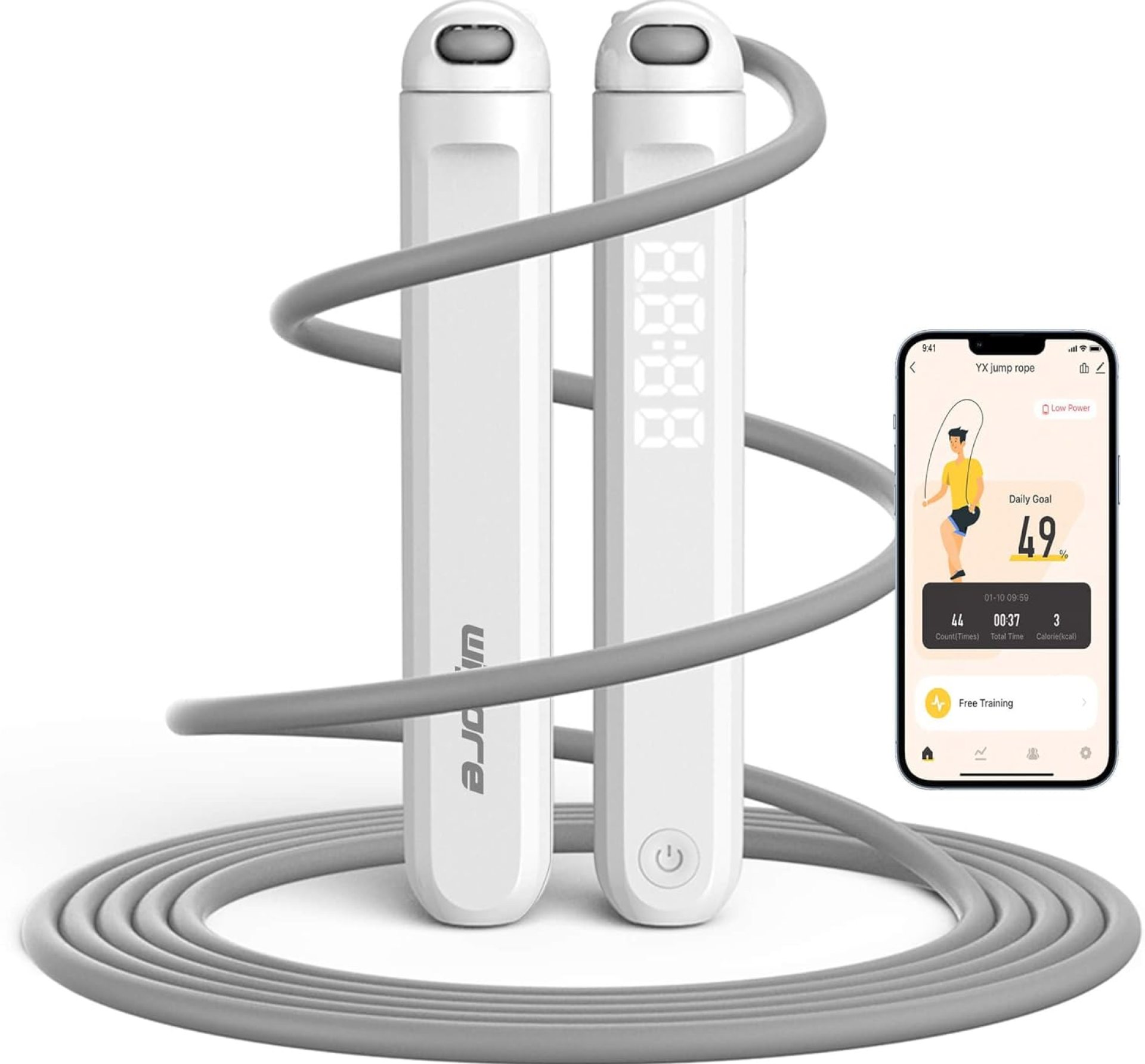 Jump Rope With Counter and App – Tangle-Free Rapid Speed Skipping Rope for Fitness, Home Exercise, Workout – Gifts for Adults, Women, Men, Kids Jump Rope With Counter and App – Tangle-Free Rapid Speed Skipping Rope for Fitness, Home Exercise, Workout – Gifts for Adults, Women, Men, Kids