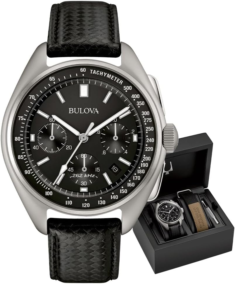 Bulova Men’s Archive Series Lunar Pilot 6-Hand Chronograph High Performance Quartz Stainless Steel and Black Nylon Strap Watch Set, Sapphire Crystal Style: 96B251 Bulova Men’s Archive Series Lunar Pilot 6-Hand Chronograph High Performance Quartz Stainless Steel and Black Nylon Strap Watch Set, Sapphire Crystal Style: 96B251