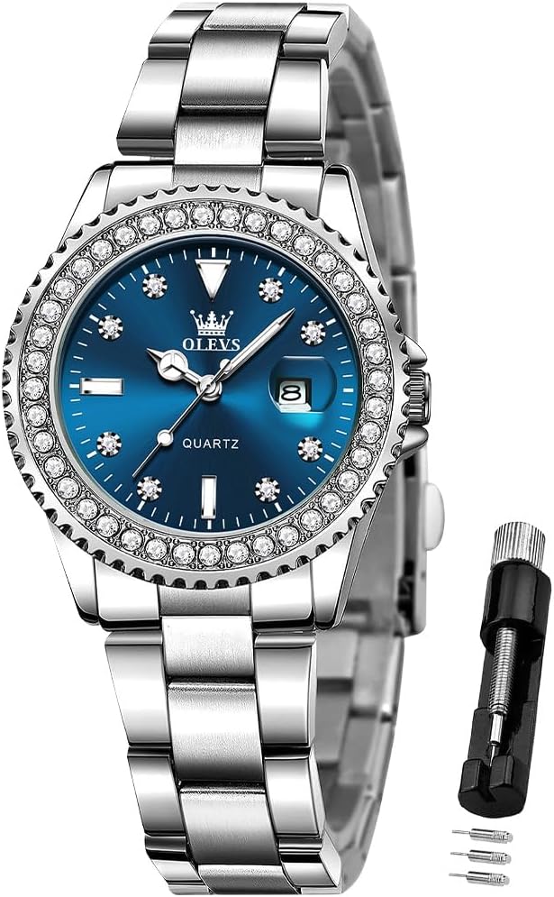 OLEVS Ladies Watch Diamond Dress Quartz Analog Female Watches Stainless Steel Two Tone Waterproof Luminous Day Date for Womens Wrist Watch Gift OLEVS Ladies Watch Diamond Dress Quartz Analog Female Watches Stainless Steel Two Tone Waterproof Luminous Day Date for Womens Wrist Watch Gift