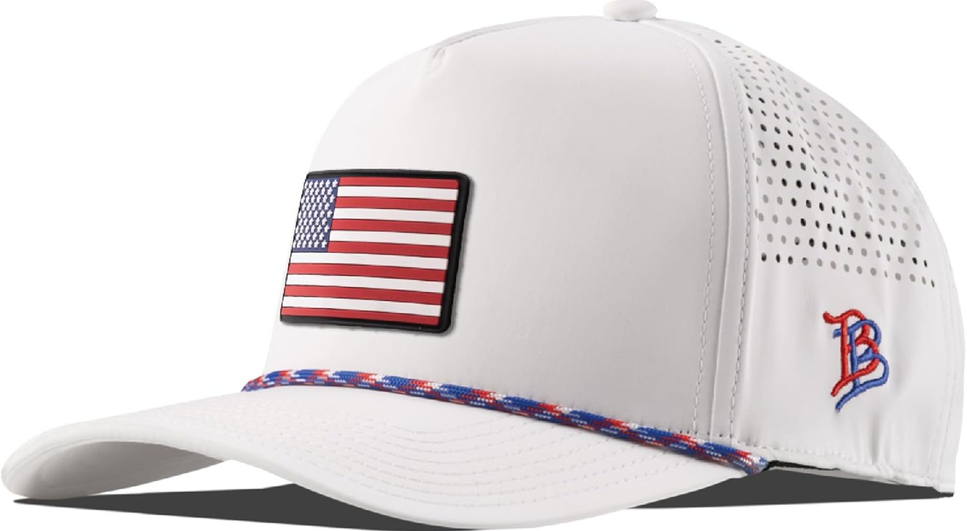 Branded Bills Old Glory PVC Curved 5 Panel Rope Hat, Fits 7-7 7/8, Adjustable Snapback Branded Bills Old Glory PVC Curved 5 Panel Rope Hat, Fits 7-7 7/8, Adjustable Snapback
