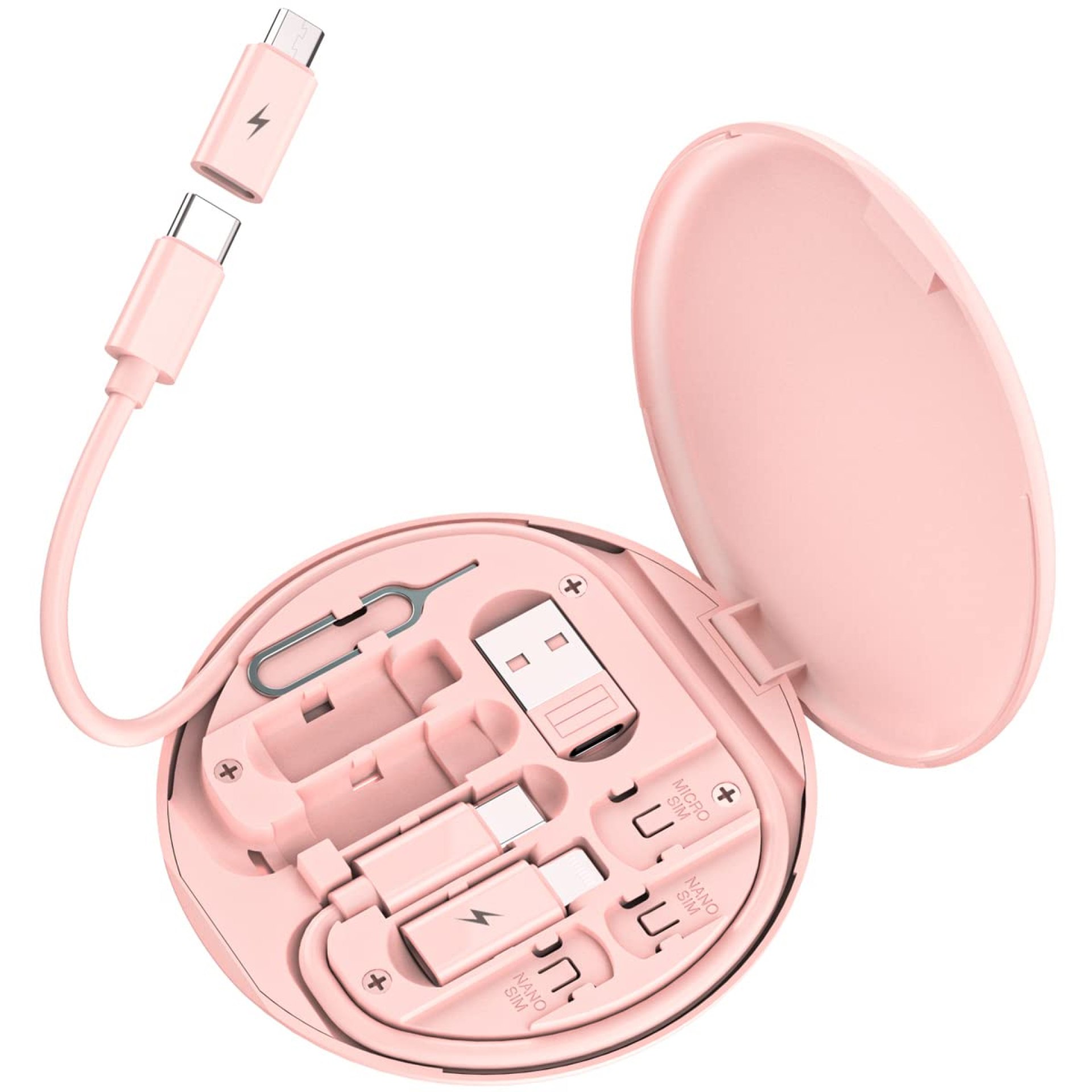 Multi USB Charging Adapter Cable Kit, USB C to iOS Device Adapter Box, Conversion Set USB A & Type C to Male Micro/Type C/iOS Device, Data Transfer, Card Storage, Tray Eject Pin, Phone Holder (Pink) Multi USB Charging Adapter Cable Kit, USB C to iOS Device Adapter Box, Conversion Set USB A & Type C to Male Micro/Type C/iOS Device, Data Transfer, Card Storage, Tray Eject Pin, Phone Holder (Pink)