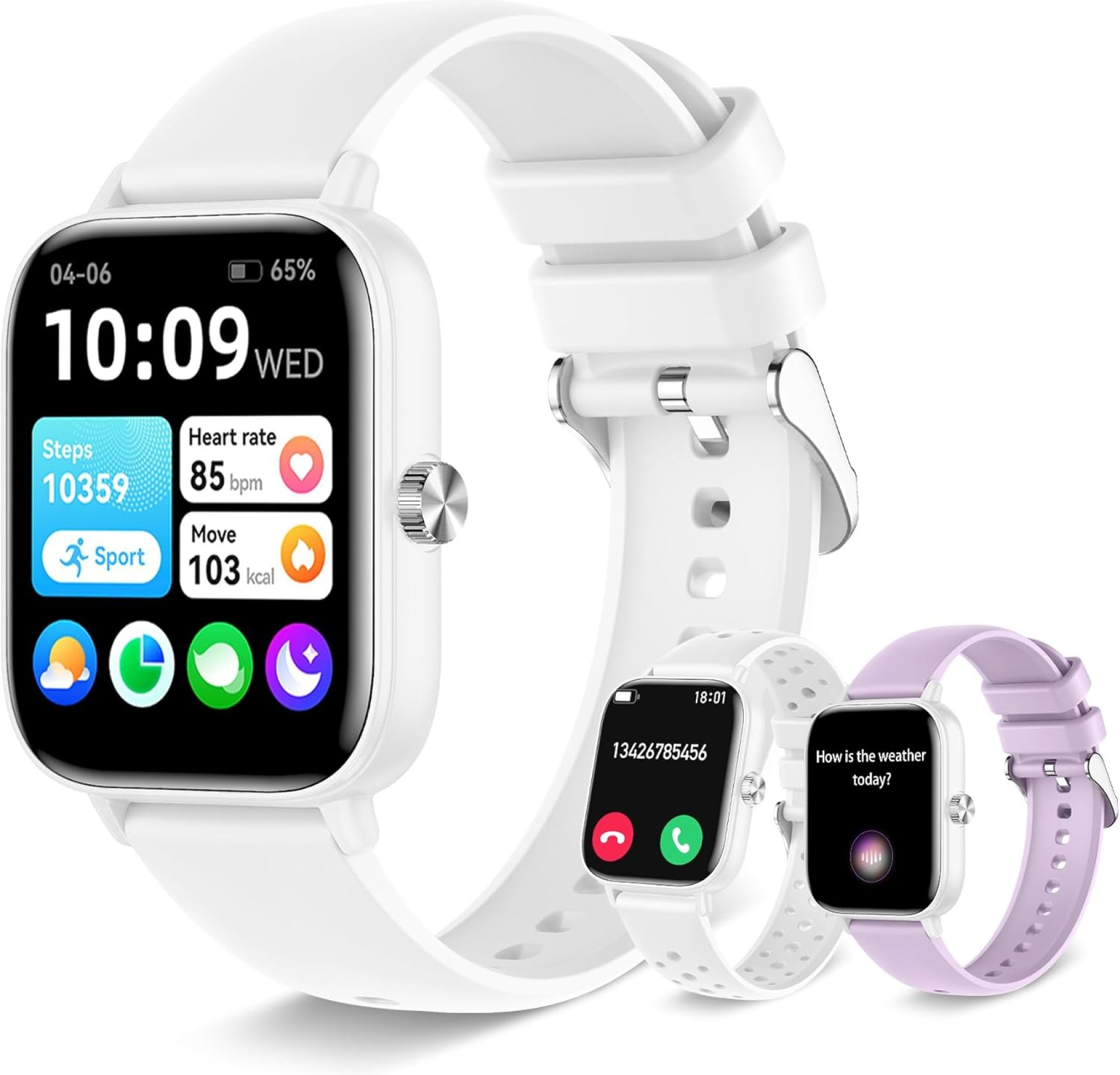 Smart Watch for Women (Answer/Make Call), Fitness Tracker 1.8″ Full Touchscreen with Heart Rate Sleep Monitor, 100+ Sports Modes, Step Tracker for Android iOS, 3 Watch Bands White Smart Watch for Women (Answer/Make Call), Fitness Tracker 1.8″ Full Touchscreen with Heart Rate Sleep Monitor, 100+ Sports Modes, Step Tracker for Android iOS, 3 Watch Bands White