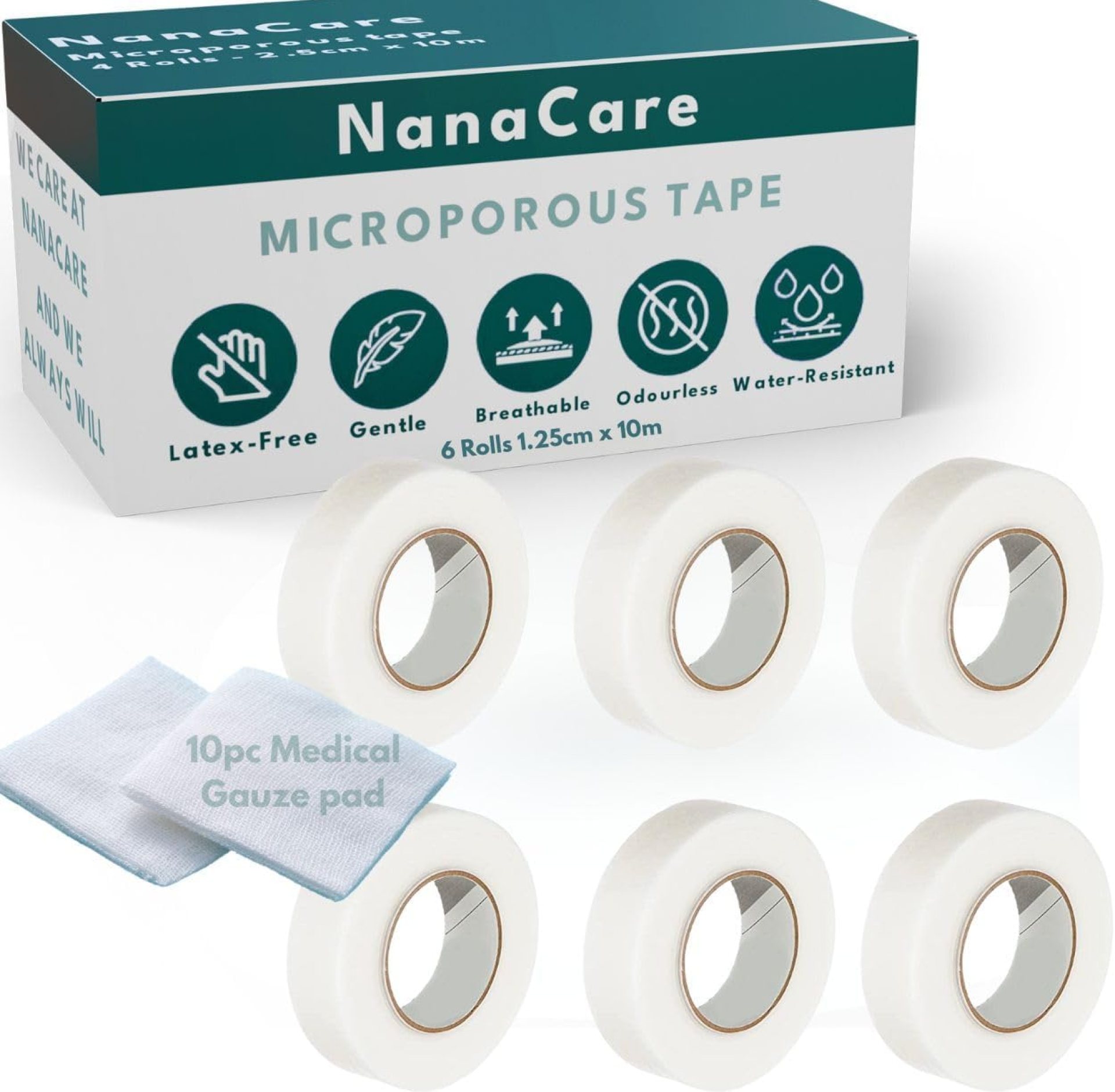 Paper Surgical Tape 1/2 inch x 11yd (6 Rolls) +10pc Gauze Pads | Microporous Micropore Tape | Earring Tape |Medical Tape for Skin, Dressings,Face, Wound Care | First Aid Bandage Tape Paper Surgical Tape 1/2 inch x 11yd (6 Rolls) +10pc Gauze Pads | Microporous Micropore Tape | Earring Tape |Medical Tape for Skin, Dressings,Face, Wound Care | First Aid Bandage Tape