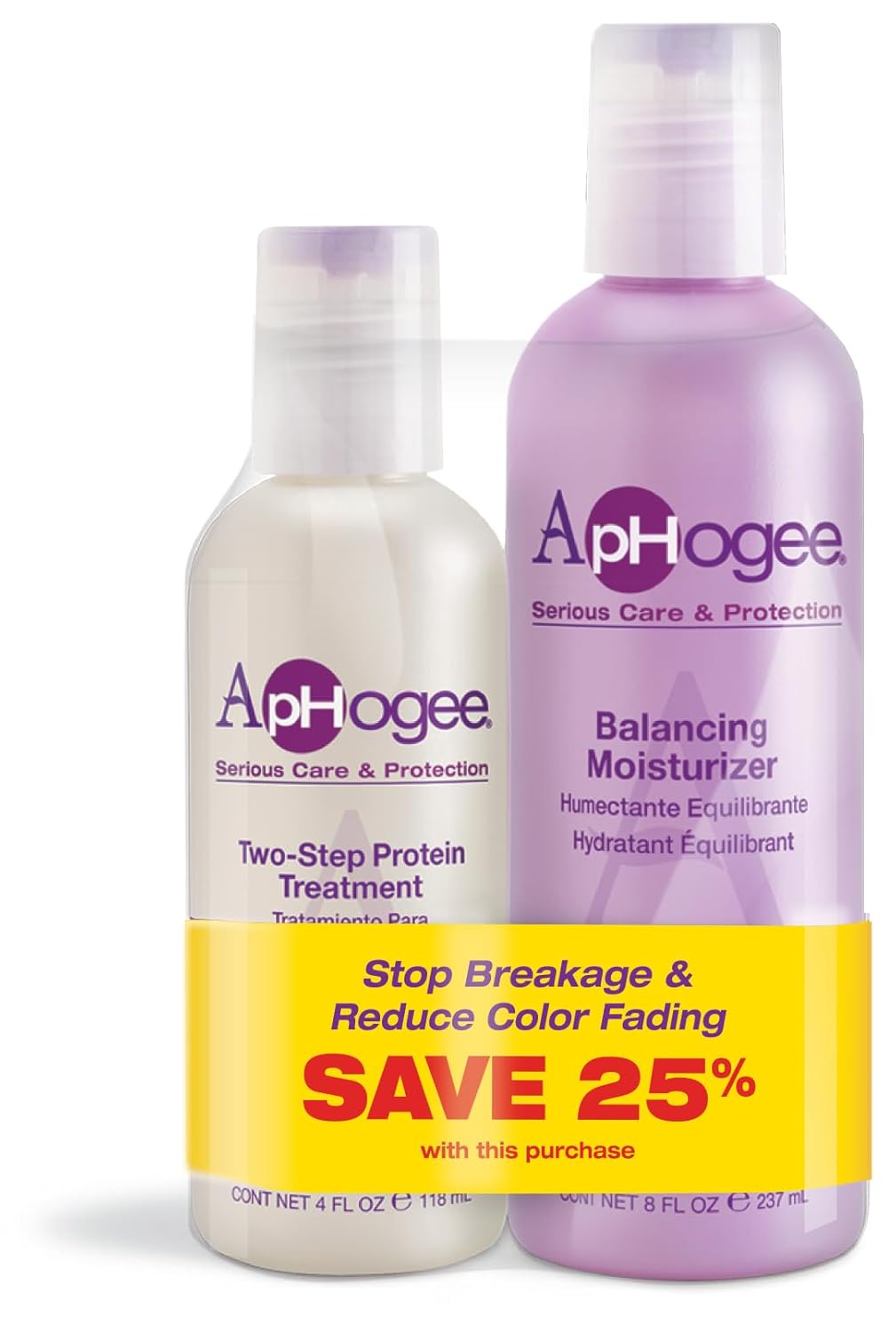 Aphogee Serious Hair Care Double Bundle (Twostep Protein Treatment 4 Fl Oz and Balancing Moisturizer 8 Fl Oz Aphogee Serious Hair Care Double Bundle (Twostep Protein Treatment 4 Fl Oz and Balancing Moisturizer 8 Fl Oz