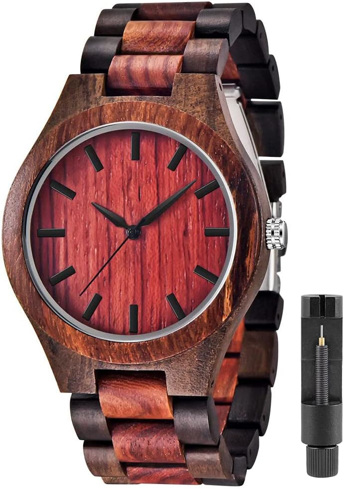 Tiong Brand Wooden Watches Mens with Handmade Colorful Bamboo Wood Watch Analog Date Quartz Wooden Watch for Men Tiong Brand Wooden Watches Mens with Handmade Colorful Bamboo Wood Watch Analog Date Quartz Wooden Watch for Men