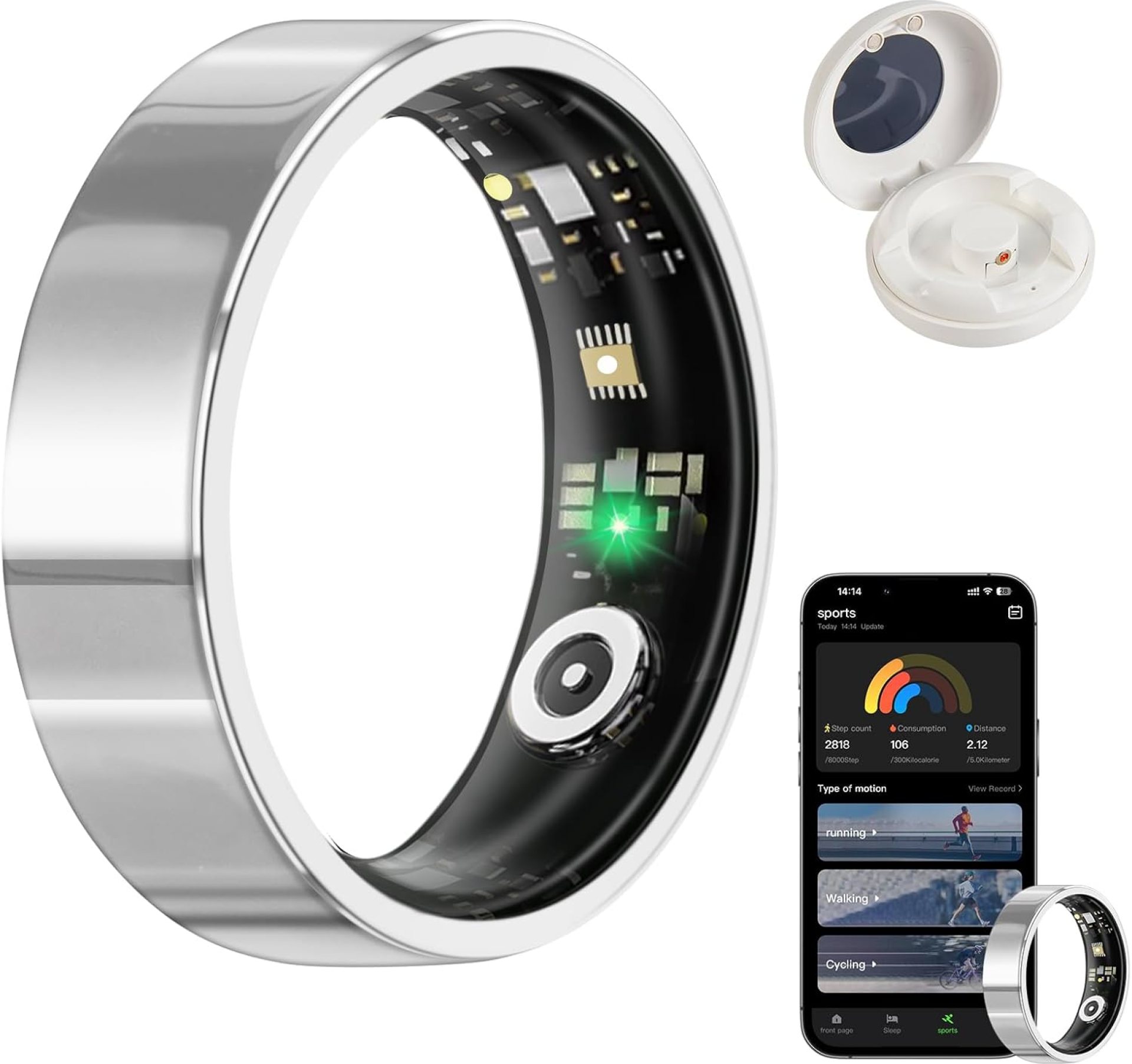 Smart Ring Health Tracker with Charging Case Ultimat Thinness Fitness Tracker Monitoring Heart Rate Blood Oxygen Sleep Tracking Women Menstrual Cycle No App Subcription for Android iOS(s9) Smart Ring Health Tracker with Charging Case Ultimat Thinness Fitness Tracker Monitoring Heart Rate Blood Oxygen Sleep Tracking Women Menstrual Cycle No App Subcription for Android iOS(s9)