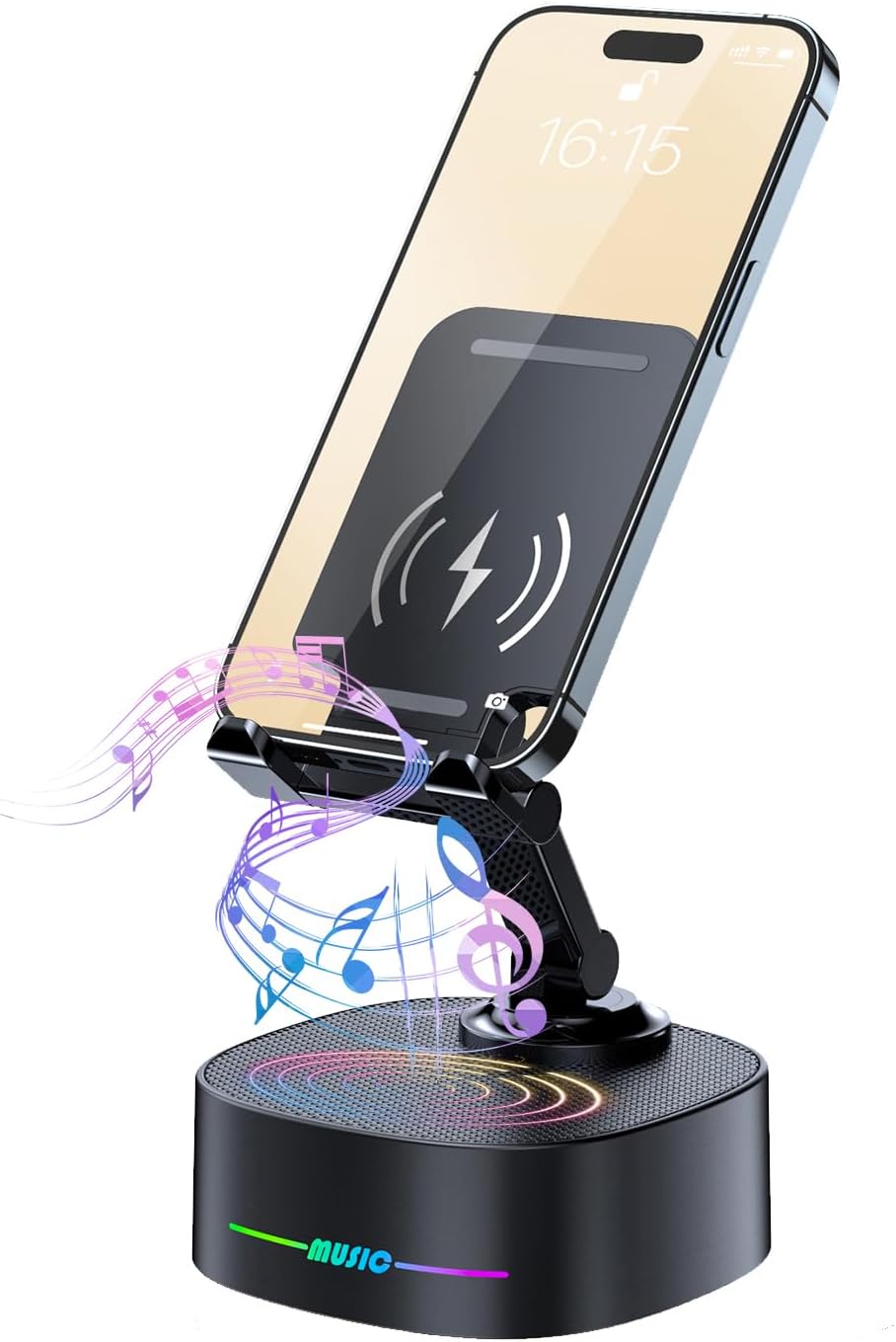 Bluetooth Speaker with Wireless Charging and Cell Phone Stand,Best Bluetooth Speaker for iPhone/iPad/Samsung Galaxy,HD Surround Sound Perfect for Home and Outdoors,Creative Gift (Black) Bluetooth Speaker with Wireless Charging and Cell Phone Stand,Best Bluetooth Speaker for iPhone/iPad/Samsung Galaxy,HD Surround Sound Perfect for Home and Outdoors,Creative Gift (Black)