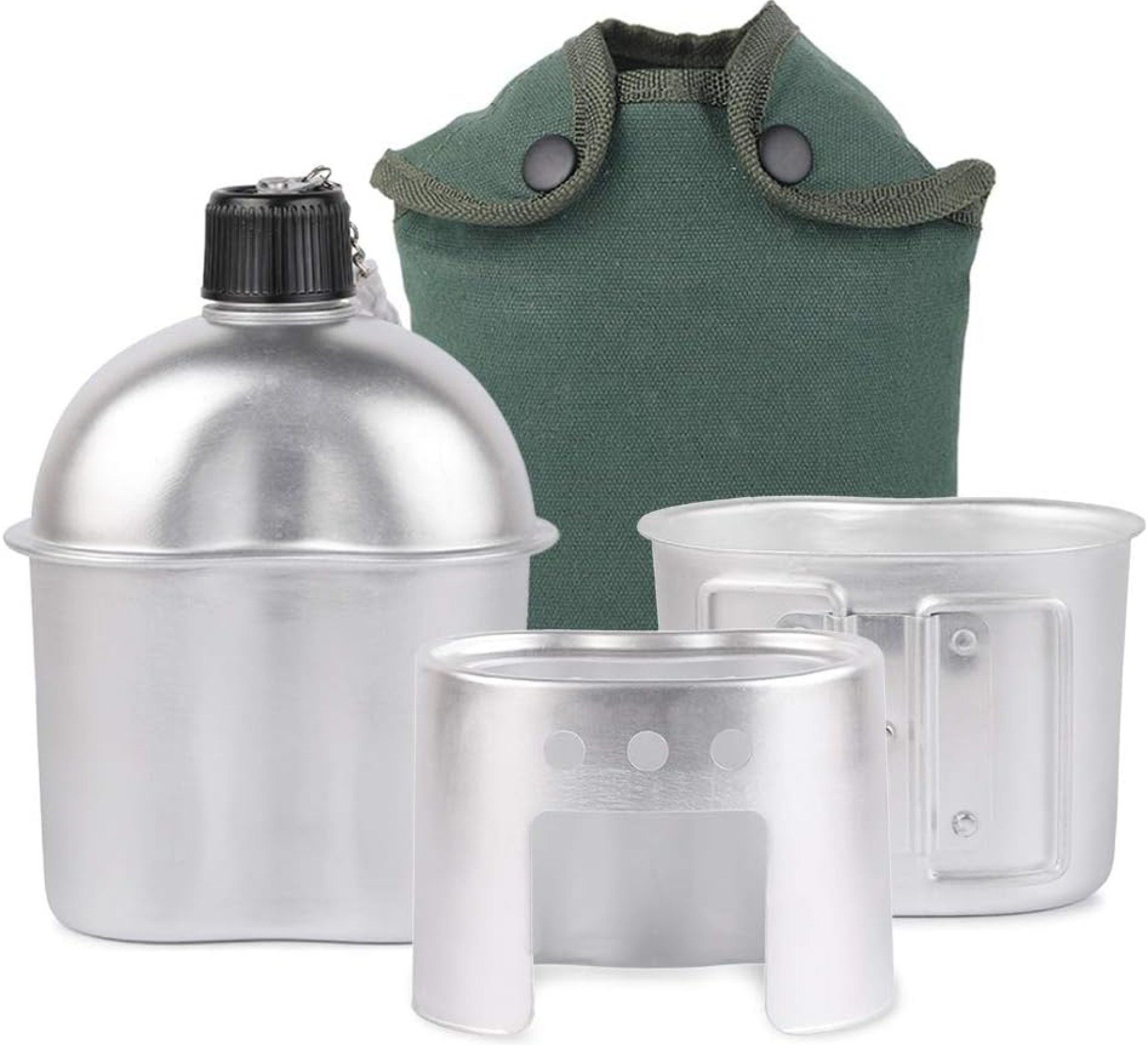 Lixada 3 x Military Canteen Set of 3 Aluminium Cookware Set with Cover for Camping Hiking Backpack Lixada 3 x Military Canteen Set of 3 Aluminium Cookware Set with Cover for Camping Hiking Backpack