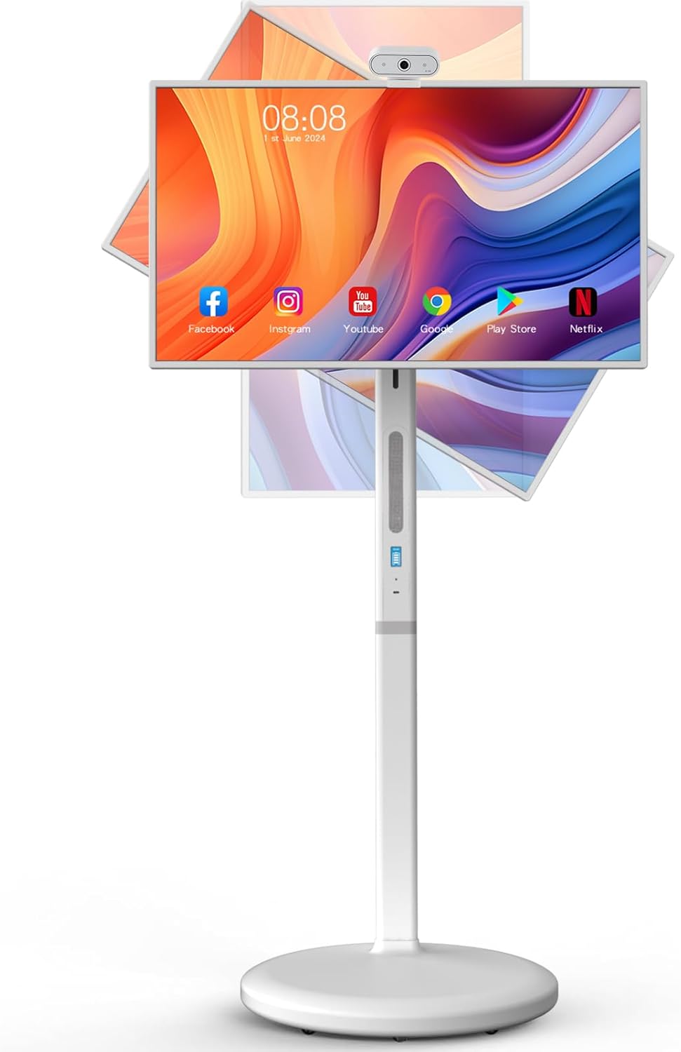Portable TV 32″ 1080P Touch Screen Monitor on Wheels, Android OS 13 Built-in Battery 8H Video Play Time, Full Swivel Rotation Rolling Tablet for Kitchen, Bedroom, Outdoors Portable TV 32″ 1080P Touch Screen Monitor on Wheels, Android OS 13 Built-in Battery 8H Video Play Time, Full Swivel Rotation Rolling Tablet for Kitchen, Bedroom, Outdoors