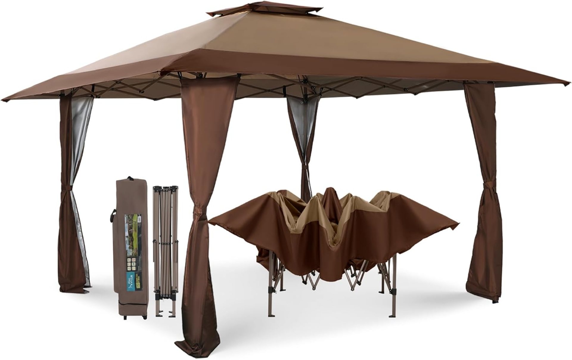MFSTUDIO 13X13 Outdoor Pop Up Canopy Outdoor Canopy Tent, Easy Set-up Straight Leg Folding Instant Shelter for Beach,Party and Camping, 169 Sq. Ft of Shade, Brown MFSTUDIO 13X13 Outdoor Pop Up Canopy Outdoor Canopy Tent, Easy Set-up Straight Leg Folding Instant Shelter for Beach,Party and Camping, 169 Sq. Ft of Shade, Brown