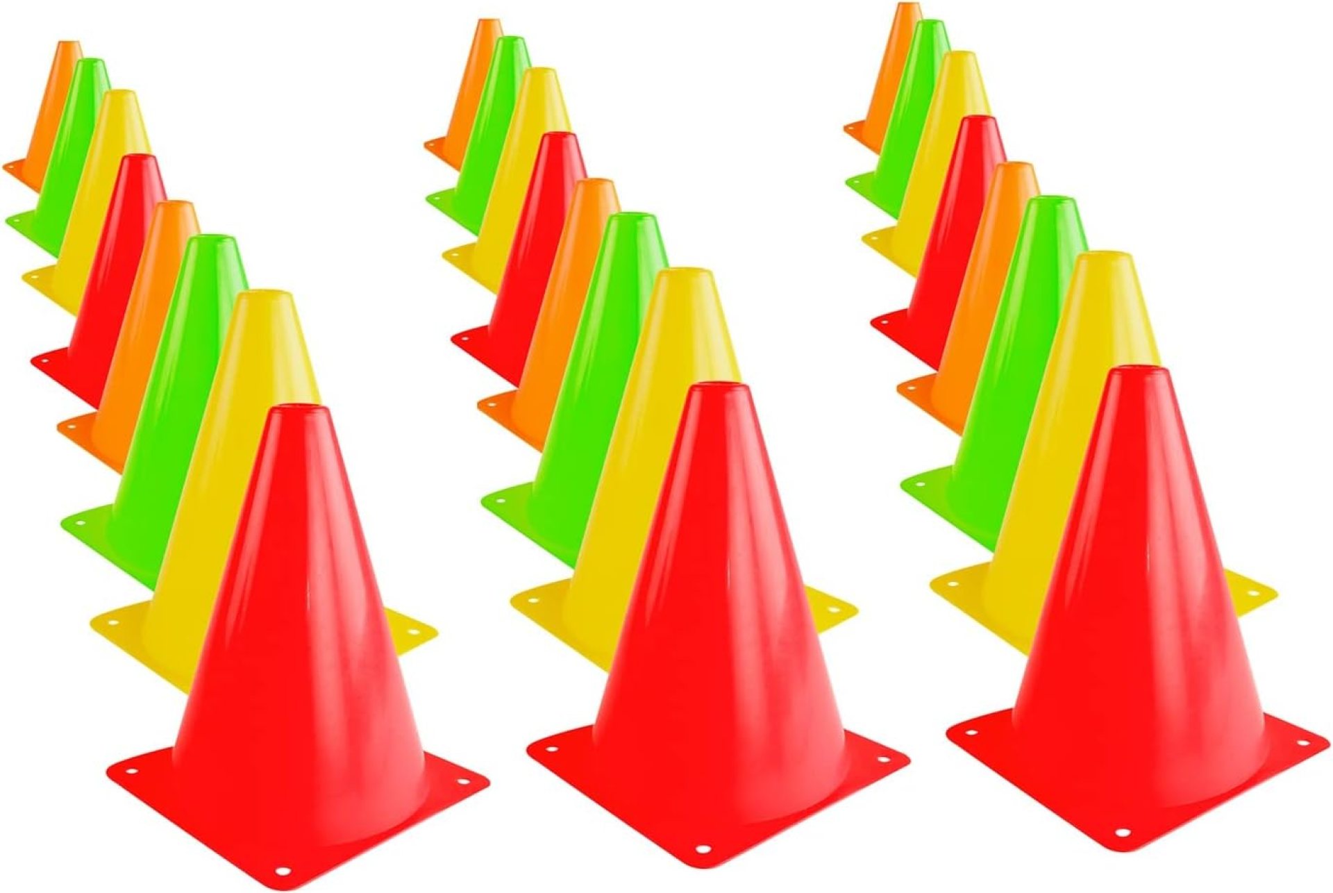 Super Z Outlet 7.5″ Bright Neon Colored Orange, Yellow, Red, Green Cones Sports Equipment for Fitness Training, Traffic Safety Practice (24 Pack) Super Z Outlet 7.5″ Bright Neon Colored Orange, Yellow, Red, Green Cones Sports Equipment for Fitness Training, Traffic Safety Practice (24 Pack)