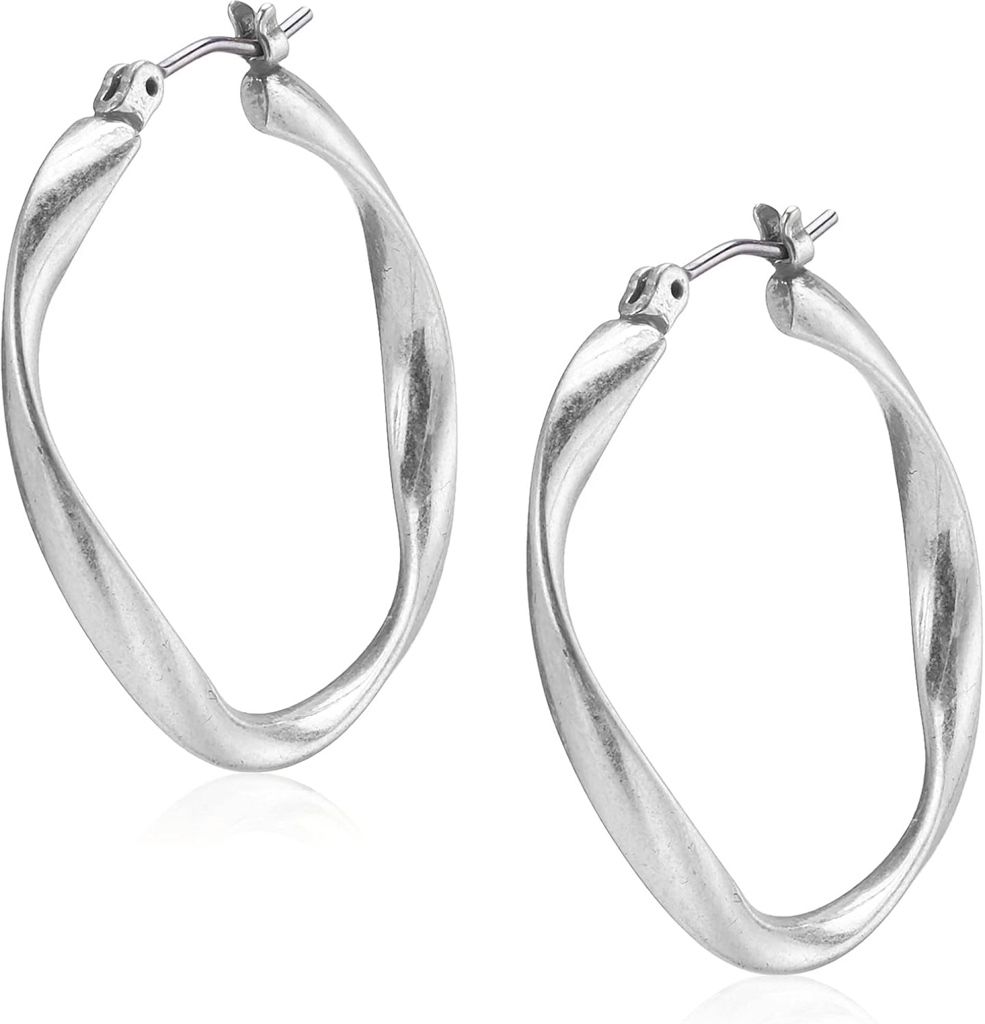 Lucky Brand Twist Hoop Earrings, Silver, One Size Lucky Brand Twist Hoop Earrings, Silver, One Size