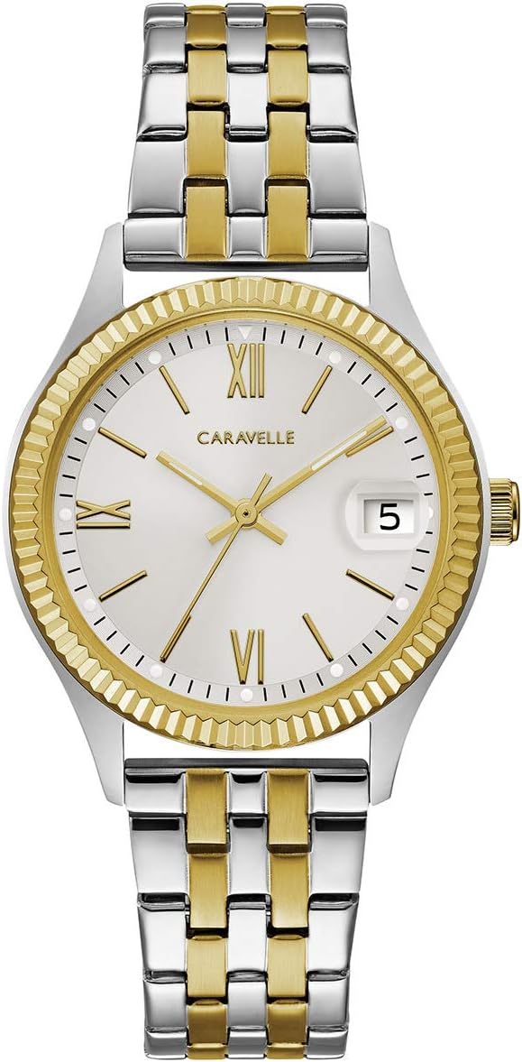 Bulova Ladies’ Dress Quartz Two-Tone Stainless Steel Watch, Silver-White Dial Style: 45M112 Bulova Ladies’ Dress Quartz Two-Tone Stainless Steel Watch, Silver-White Dial Style: 45M112