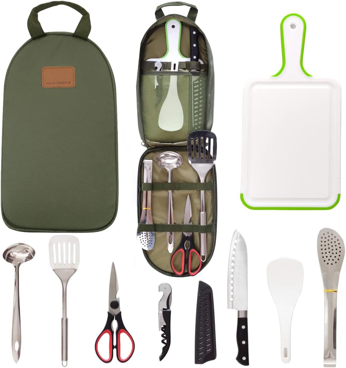 Camp Kitchen Utensil Organizer Travel Set Portable BBQ Camping Cookware Stainless Steel Utensils Travel Kit Outdoor Equipment Cutting Board Tongs Scissors Knife Ladle Spatula Camp Kitchen Utensil Organizer Travel Set Portable BBQ Camping Cookware Stainless Steel Utensils Travel Kit Outdoor Equipment Cutting Board Tongs Scissors Knife Ladle Spatula