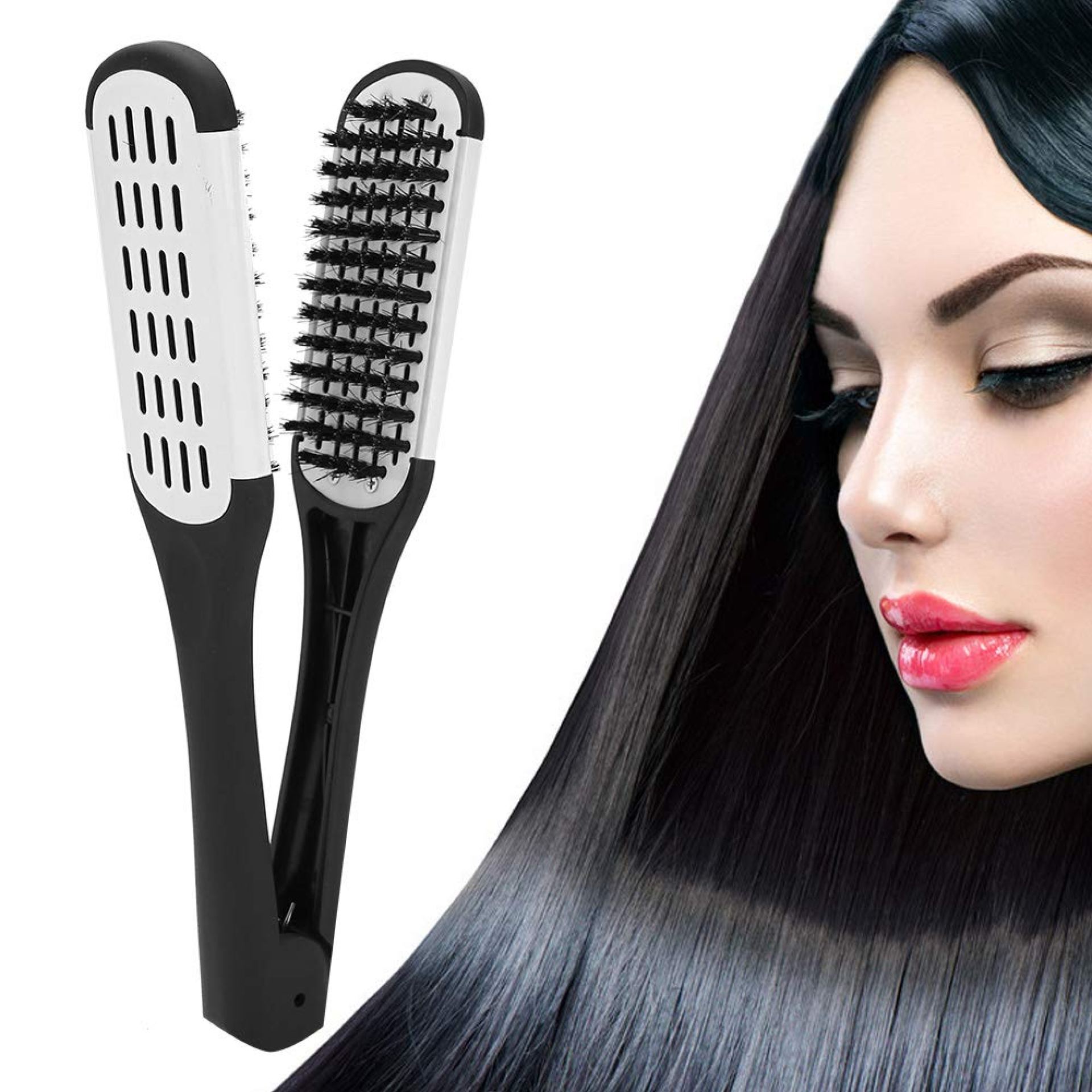 Clamp Double Sided Brush, Double Brushes Comb Clamp Hair Brush Hair Straightening Comb DIY Salon Hairdressing Hair Straightener Anti-static Dual Brush Comb for Home and Salon Hair Styling Use Clamp Double Sided Brush, Double Brushes Comb Clamp Hair Brush Hair Straightening Comb DIY Salon Hairdressing Hair Straightener Anti-static Dual Brush Comb for Home and Salon Hair Styling Use
