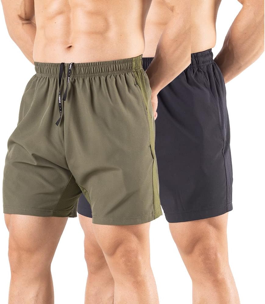 Men’s 5″ Running Shorts 2 Pack Quick Dry Athletic Workout Gym Shorts with Zipper Pockets Men’s 5″ Running Shorts 2 Pack Quick Dry Athletic Workout Gym Shorts with Zipper Pockets