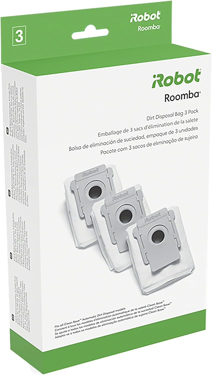 iRobot Authentic Replacement Parts – 3 Count (Pack of 1) Dirt Disposal Bags Compatible with Roomba Clean Base Models i1+, i3+, i4+, i5+, i7+, i8+, Combo j8+, j9+ iRobot Authentic Replacement Parts – 3 Count (Pack of 1) Dirt Disposal Bags Compatible with Roomba Clean Base Models i1+, i3+, i4+, i5+, i7+, i8+, Combo j8+, j9+