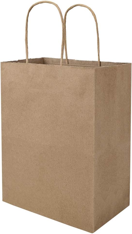 bagmad 50 Pack 8×4.75×10 inch Plain Medium Paper Bags with Handles Bulk, Brown Kraft Bags, Craft Gift Bags, Grocery Shopping Retail Bags, Birthday Party Favors Wedding Bags Sacks (Natural 50Pcs) bagmad 50 Pack 8×4.75×10 inch Plain Medium Paper Bags with Handles Bulk, Brown Kraft Bags, Craft Gift Bags, Grocery Shopping Retail Bags, Birthday Party Favors Wedding Bags Sacks (Natural 50Pcs)