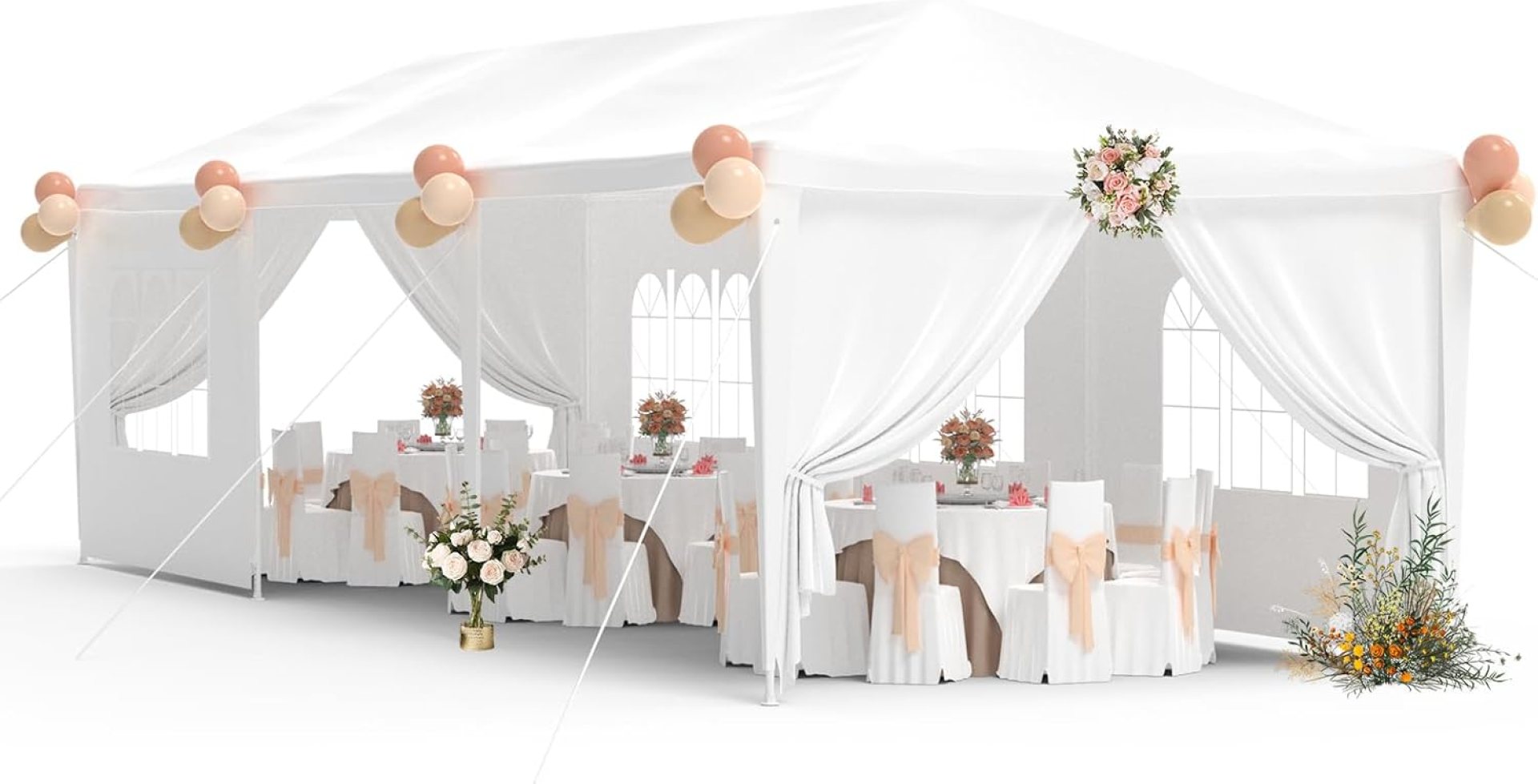 kejector White Party Tent, 10’x30′ Canopy Wedding Tents for Parties with 8 Removable Sidewalls,Event Shelters Gazebo for Birthday Holiday Garden Patio Backyard kejector White Party Tent, 10’x30′ Canopy Wedding Tents for Parties with 8 Removable Sidewalls,Event Shelters Gazebo for Birthday Holiday Garden Patio Backyard