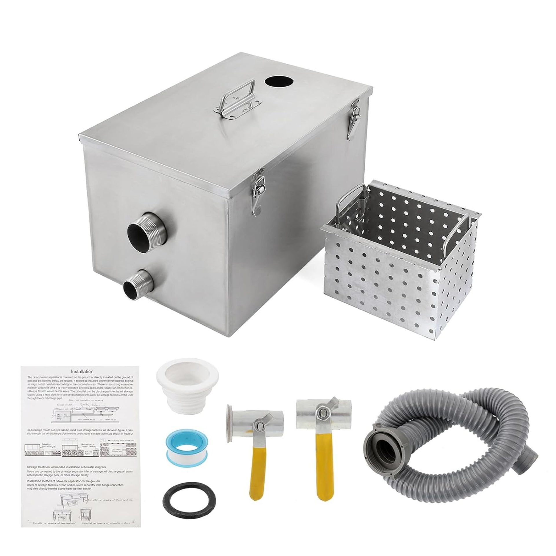 BEAMNOVA Commercial Grease Trap 8lbs Stainless Steel Interceptor Top Inlet for Restaurant Home Kitchen Tools, 13.98″ x 10″ x 9.25″(L*W*H) BEAMNOVA Commercial Grease Trap 8lbs Stainless Steel Interceptor Top Inlet for Restaurant Home Kitchen Tools, 13.98″ x 10″ x 9.25″(L*W*H)