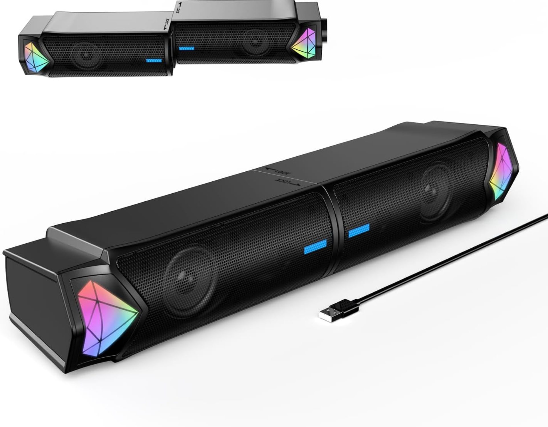 Computer Speakers, Bluetooth Computer Sound Bar, Dual HiFi Stereo & Gradient RGB Lighting Laptop Soundbar, USB Powered Speakers for Desktop, Monitors, Phone, PC, Laptop(Include C Adapter) Computer Speakers, Bluetooth Computer Sound Bar, Dual HiFi Stereo & Gradient RGB Lighting Laptop Soundbar, USB Powered Speakers for Desktop, Monitors, Phone, PC, Laptop(Include C Adapter)