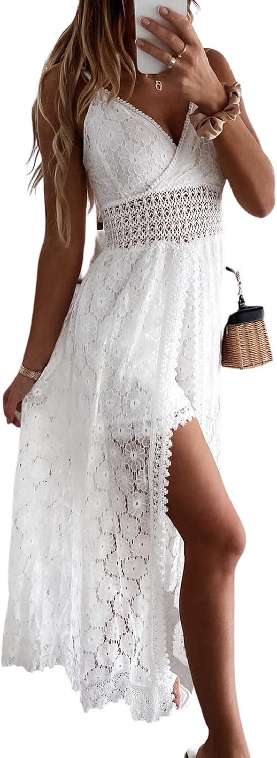 CUPSHE Women’s Ruching Smocking Jumpsuit Summer Slip V Neck Backless Maxi High Low CUPSHE Women’s Ruching Smocking Jumpsuit Summer Slip V Neck Backless Maxi High Low