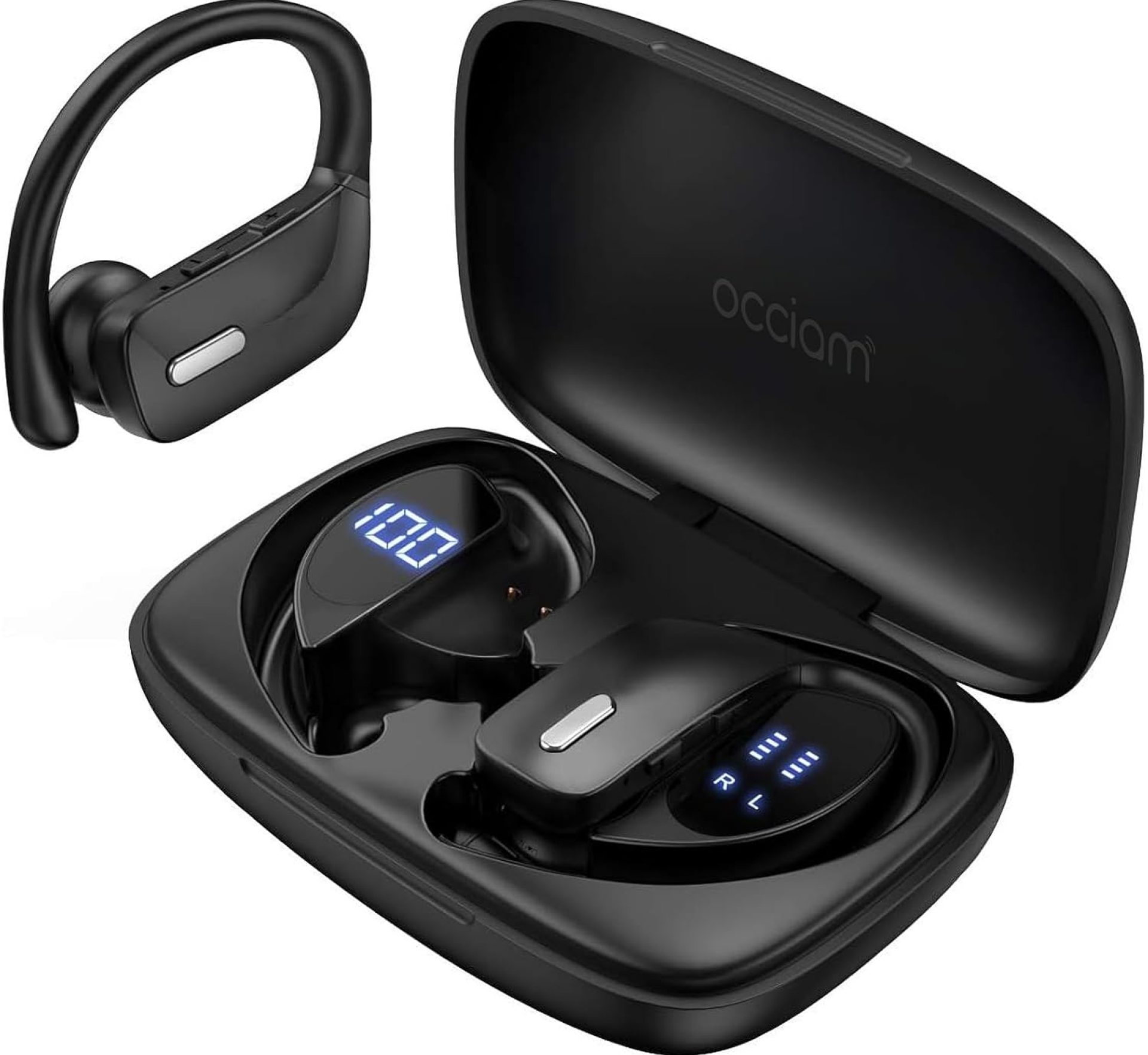 occiam Wireless Earbuds Bluetooth Headphones 48H Play Back Earphones in Ear Waterproof with Microphone LED Display for Sports Running Workout Black occiam Wireless Earbuds Bluetooth Headphones 48H Play Back Earphones in Ear Waterproof with Microphone LED Display for Sports Running Workout Black