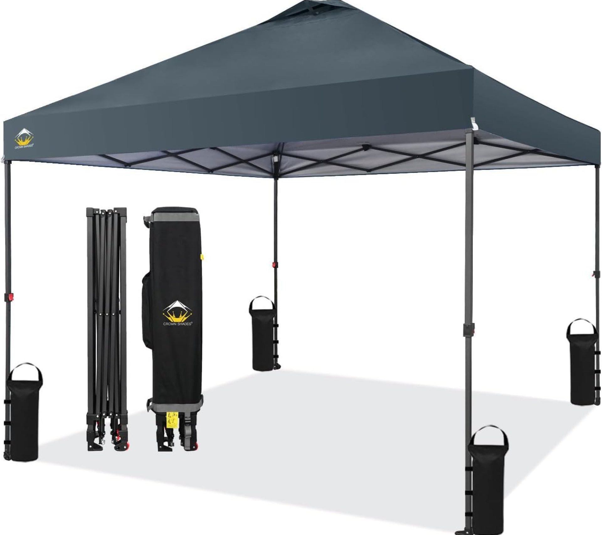 CROWN SHADES 10×10 Pop Up Canopy, Patented Center Lock One Push Instant Popup Outdoor Canopy Tent, Newly Designed Storage Bag, 8 Stakes, 4 Ropes CROWN SHADES 10×10 Pop Up Canopy, Patented Center Lock One Push Instant Popup Outdoor Canopy Tent, Newly Designed Storage Bag, 8 Stakes, 4 Ropes