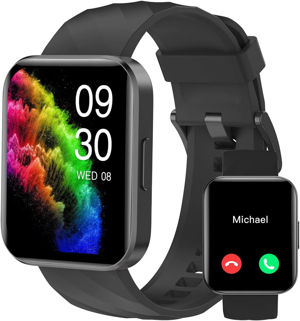 RUIMEN Smart Watches for Men Women (Answer/Make Calls) Compatible with iPhone/Android Phones, 1.85″ HD Screen Fitness Tracker Heart Rate Monitor 100+ Sports Tracker Watch Waterproof (Black) RUIMEN Smart Watches for Men Women (Answer/Make Calls) Compatible with iPhone/Android Phones, 1.85″ HD Screen Fitness Tracker Heart Rate Monitor 100+ Sports Tracker Watch Waterproof (Black)