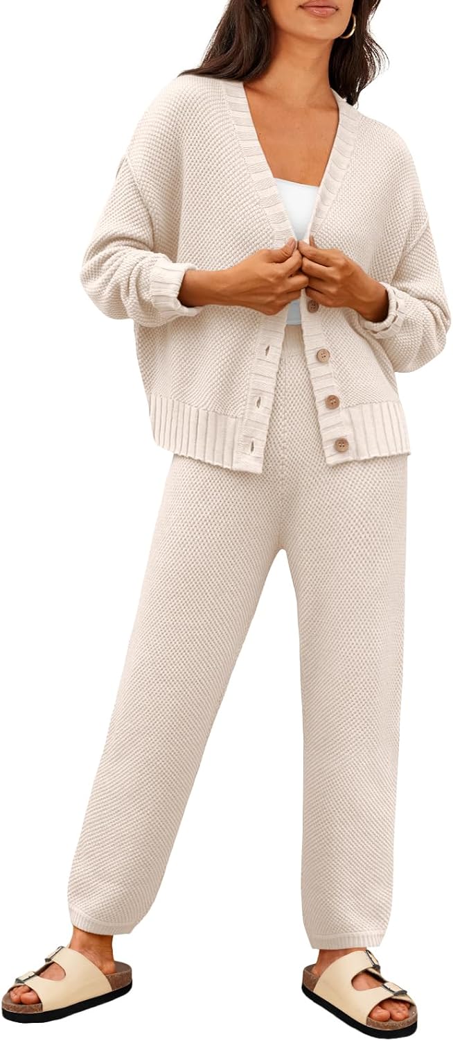 LILLUSORY Womens Cardigan Pants Sets 2 Piece Slouchy Sweater Loungewear LILLUSORY Womens Cardigan Pants Sets 2 Piece Slouchy Sweater Loungewear