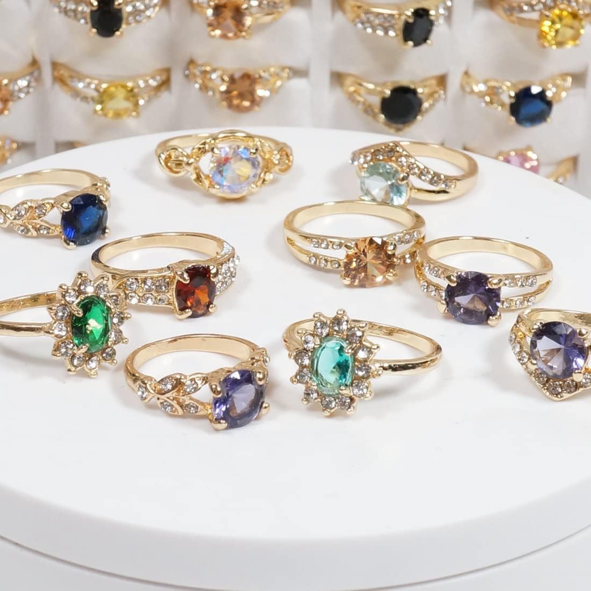 50PCS Fashion Wholesale Lots,Bulk Rings Colorful Rhinestone Ring for Boutique Resale (50PCS OPP Bag) 50PCS Fashion Wholesale Lots,Bulk Rings Colorful Rhinestone Ring for Boutique Resale (50PCS OPP Bag)