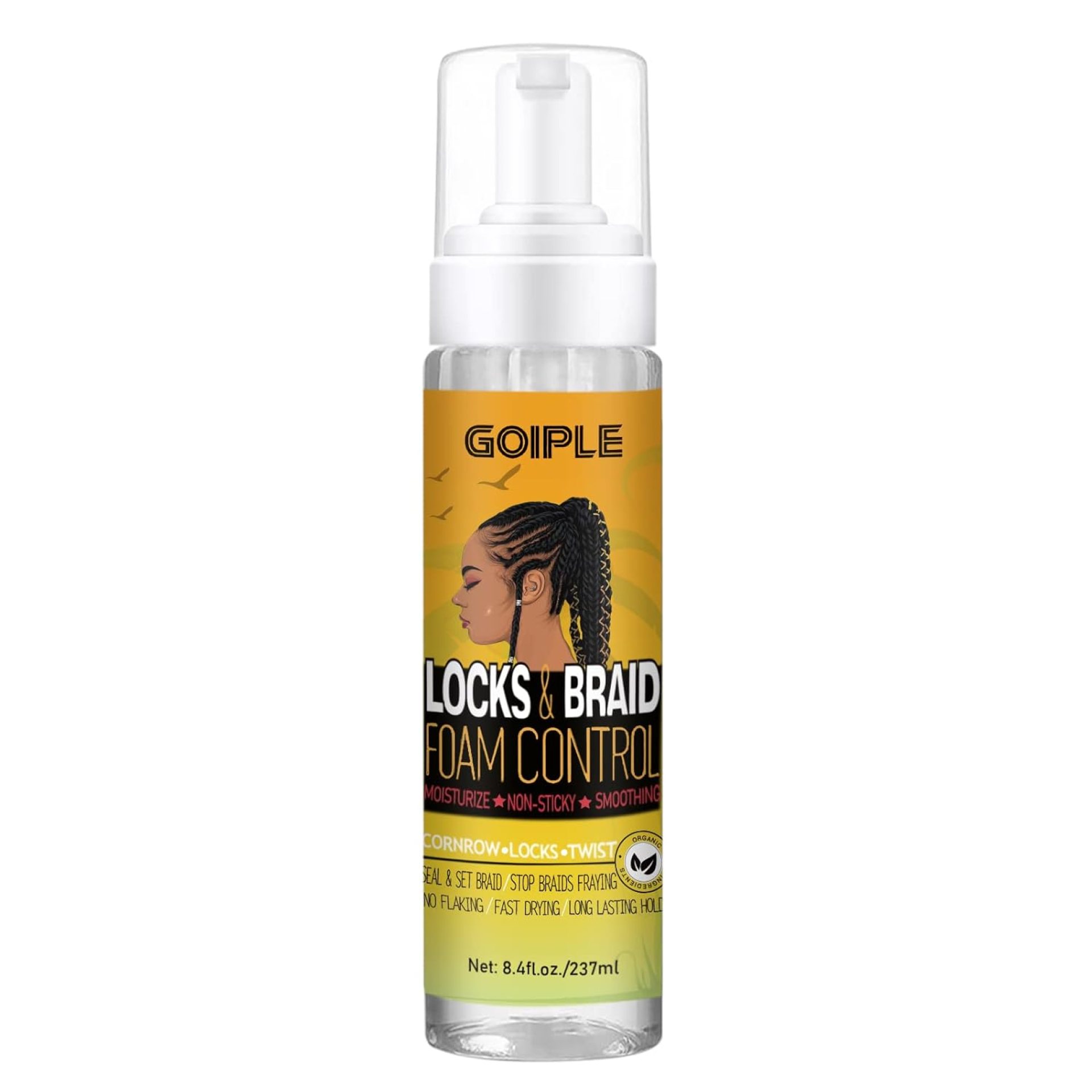 Braid Foam for Braids, Twists, Locs – No Flake Extra Hold & High Shine – Lightweight Mousse Moisturizes & Styles Hair – 8fl oz Braid Foam for Braids, Twists, Locs – No Flake Extra Hold & High Shine – Lightweight Mousse Moisturizes & Styles Hair – 8fl oz