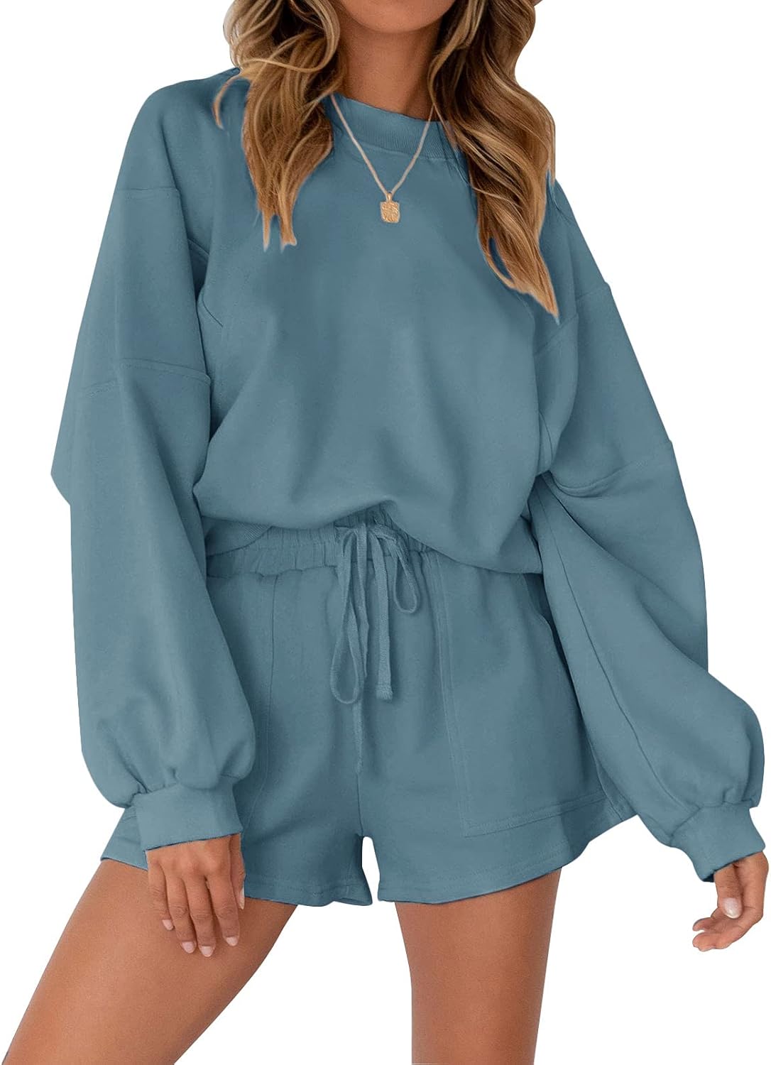 MEROKEETY Women’s 2025 Fall Oversized Batwing Sleeve Lounge Sets Casual Top and Shorts 2 Piece Outfits Sweatsuit MEROKEETY Women’s 2025 Fall Oversized Batwing Sleeve Lounge Sets Casual Top and Shorts 2 Piece Outfits Sweatsuit