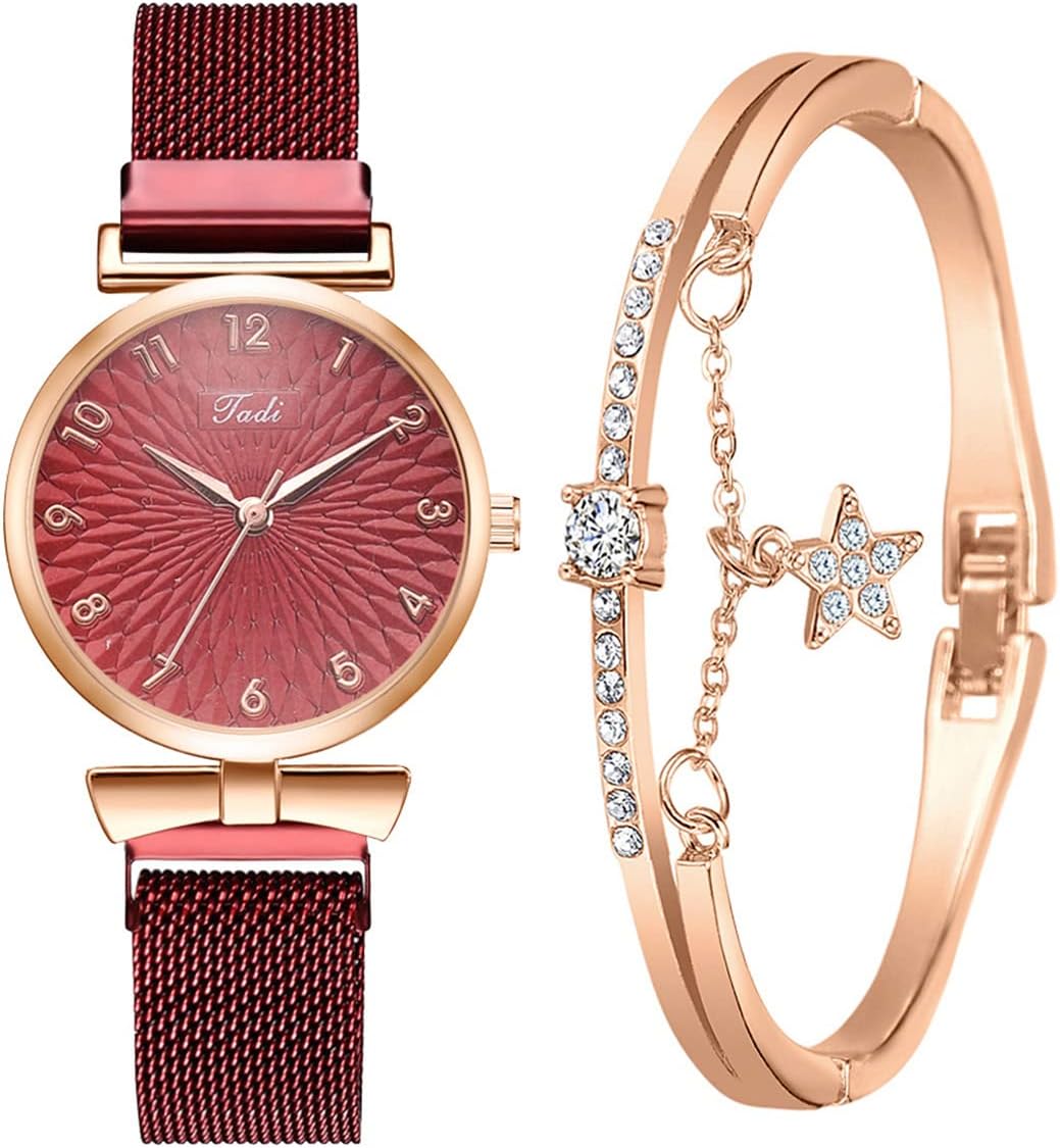 CdyBox Classic Alloy Strap Ladies Watch with Crystal Bracelet Watches Set Quartz Wristwatches for Women Great Gifts CdyBox Classic Alloy Strap Ladies Watch with Crystal Bracelet Watches Set Quartz Wristwatches for Women Great Gifts