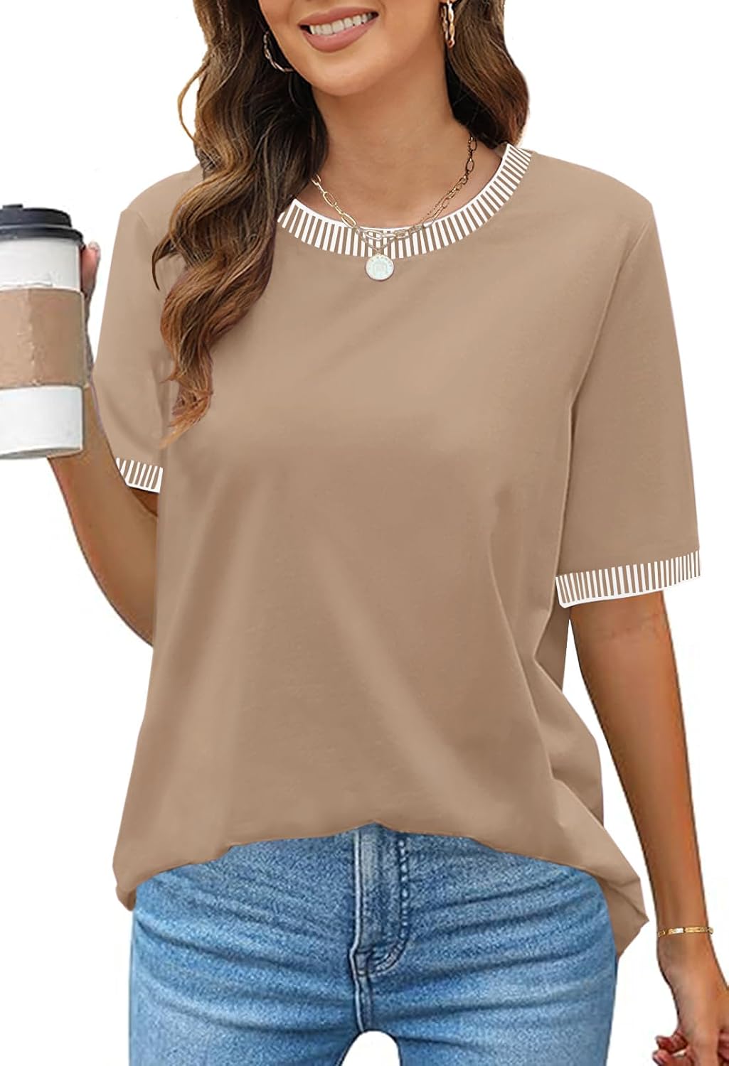 MEROKEETY Women’s 2025 Short Sleeve Striped Color Block T Shirts Crewneck Loose Casual Tee Tops MEROKEETY Women’s 2025 Short Sleeve Striped Color Block T Shirts Crewneck Loose Casual Tee Tops