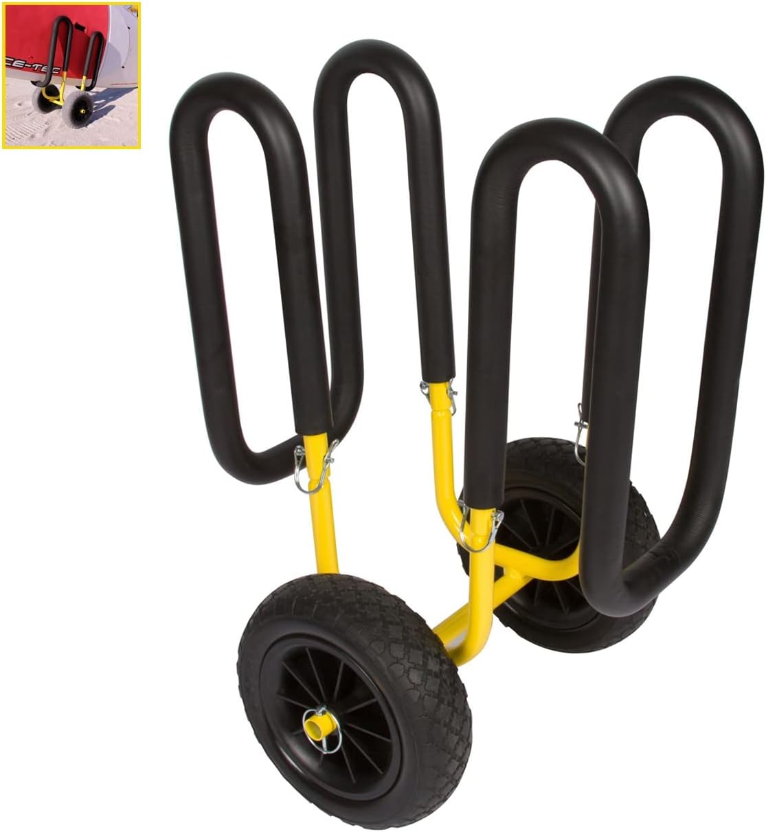 Suspenz Stand Up Paddle Board & Surfboard Transport Cart with Airless Wheels, Single-Up SUP Carrier Trolley, Yellow (22-9911) Suspenz Stand Up Paddle Board & Surfboard Transport Cart with Airless Wheels, Single-Up SUP Carrier Trolley, Yellow (22-9911)