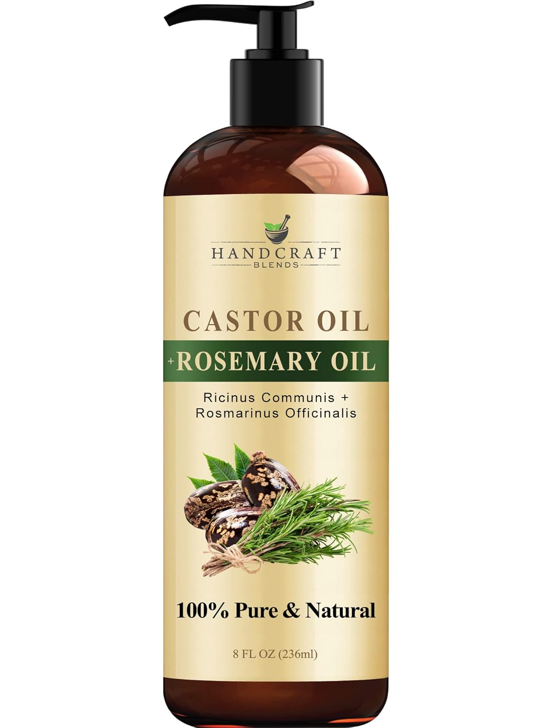 Handcraft Blends Castor Oil with Rosemary Oil – 8 Fl Oz – 100% Pure and Natural – Premium Grade Carrier Oil for Hair Growth, Eyelashes and Eyebrows, Hair & Body Handcraft Blends Castor Oil with Rosemary Oil – 8 Fl Oz – 100% Pure and Natural – Premium Grade Carrier Oil for Hair Growth, Eyelashes and Eyebrows, Hair & Body