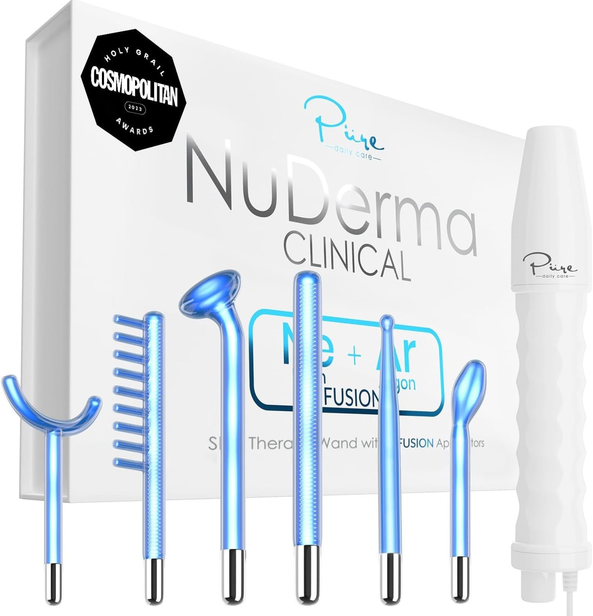 NuDerma Clinical Skin Therapy Wand – Portable Skin Therapy Machine w 6 Fusion Neon + Argon Wands – Anti Aging – Clarifying – Skin Tightening & Radiance – Wrinkle Reducing NuDerma Clinical Skin Therapy Wand – Portable Skin Therapy Machine w 6 Fusion Neon + Argon Wands – Anti Aging – Clarifying – Skin Tightening & Radiance – Wrinkle Reducing