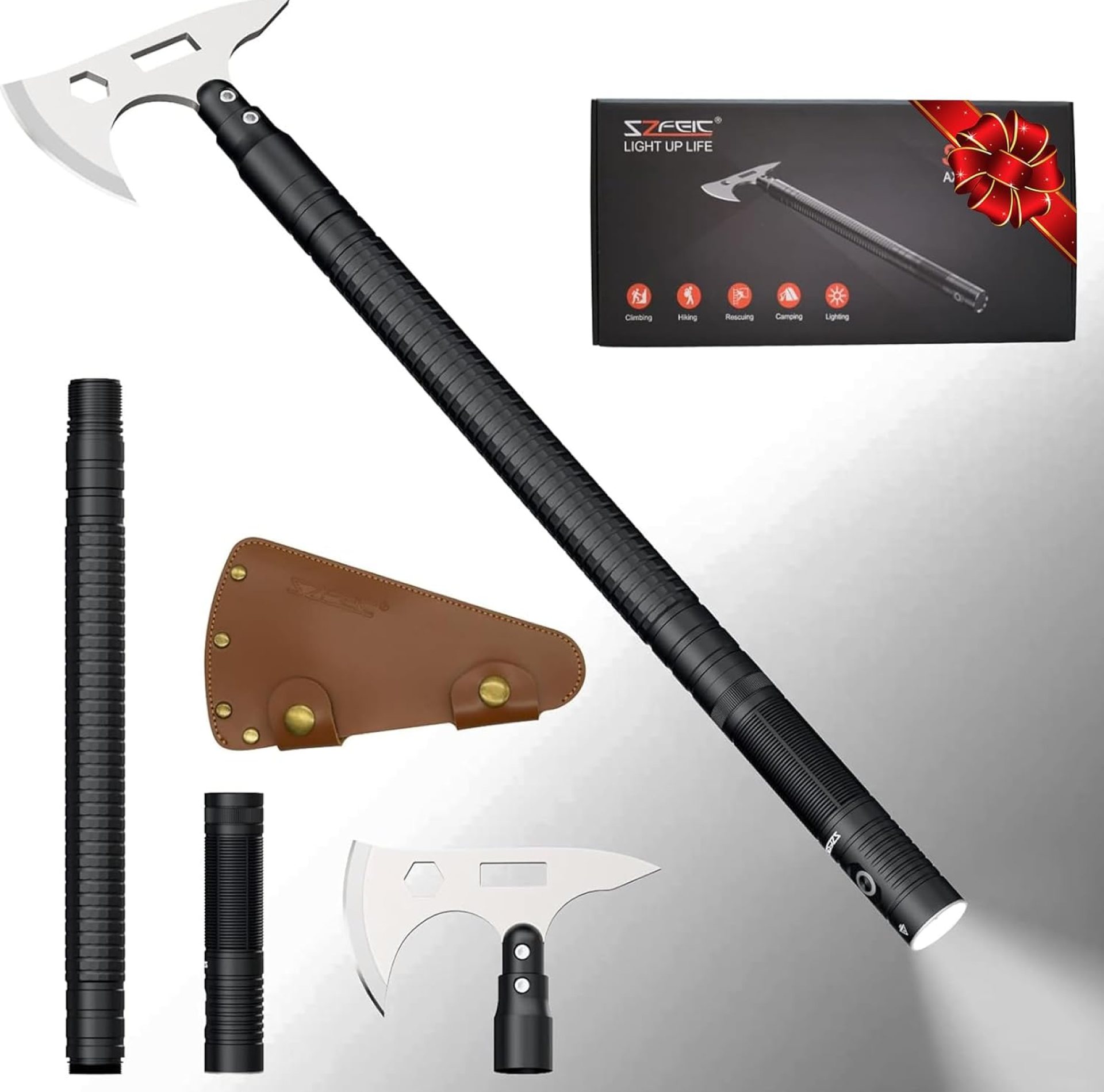 Car Emergency Kit, Hatchet, Axe with Rechargeable LED Flashlight & Window Breaker, Multifunctional 3-in-1 Survival Kits, Tactical Gear, Hatchets for Camping and Survival, for Men Car Emergency Kit, Hatchet, Axe with Rechargeable LED Flashlight & Window Breaker, Multifunctional 3-in-1 Survival Kits, Tactical Gear, Hatchets for Camping and Survival, for Men